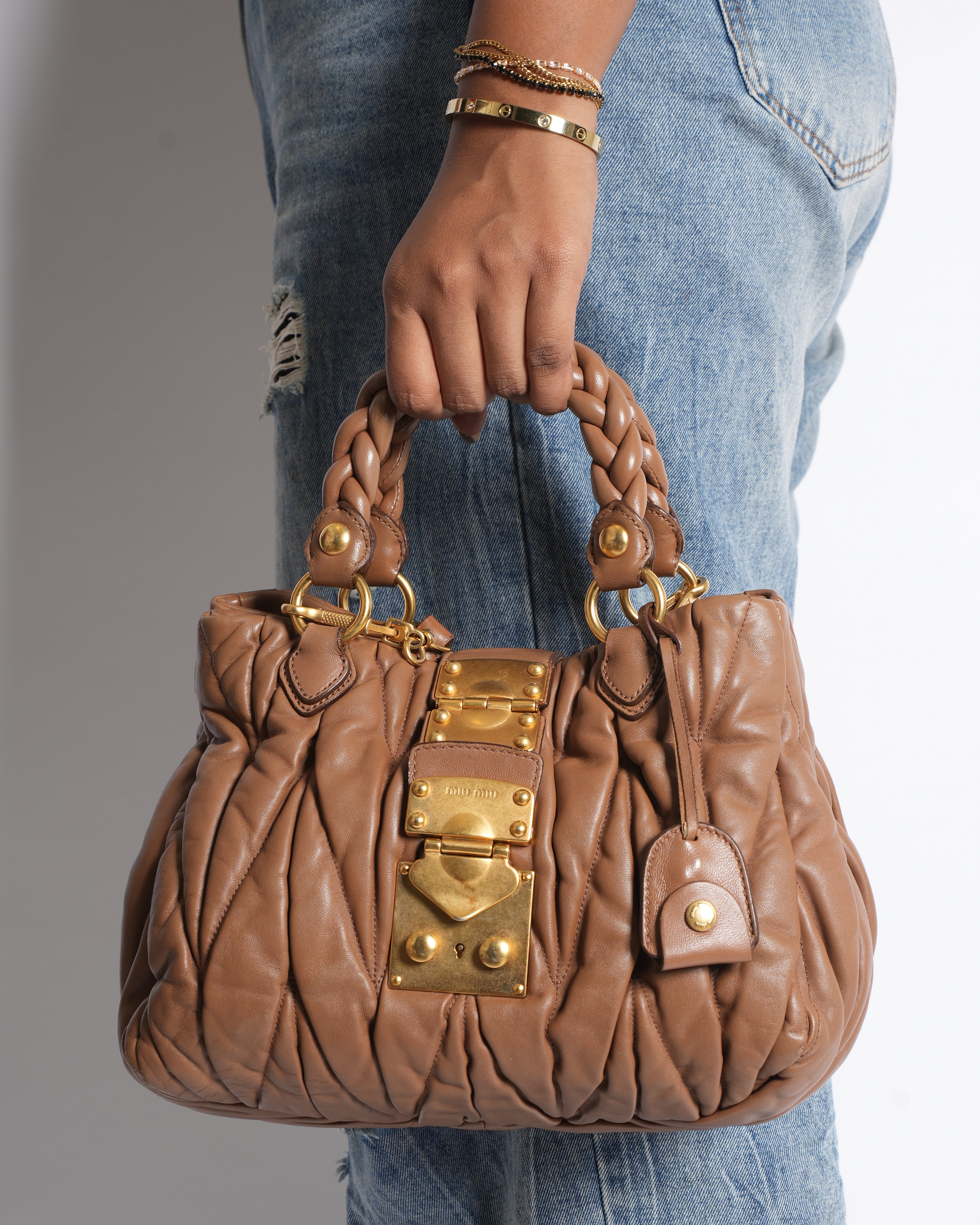 Miu miu matelasse leather satchel