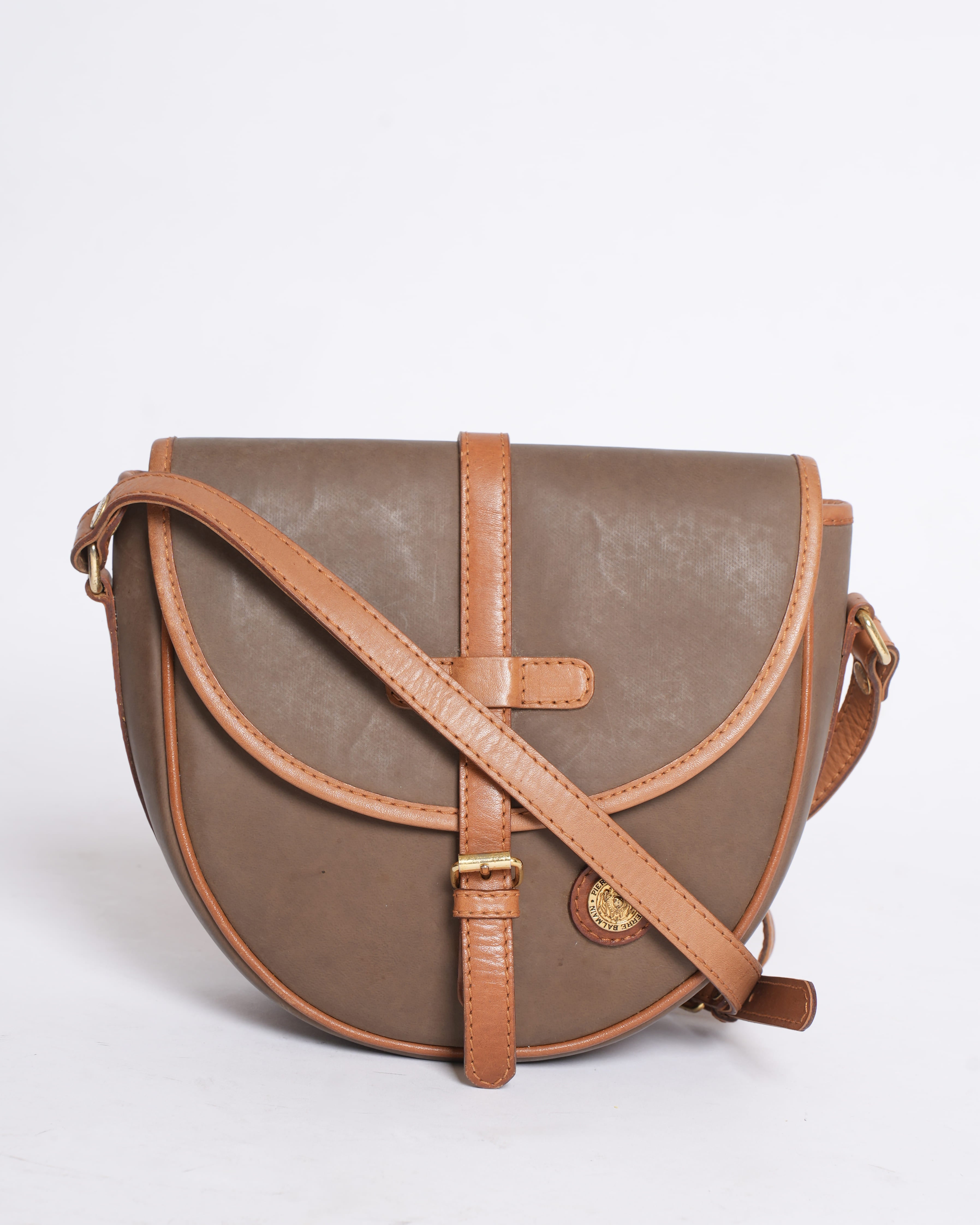 Vintage Pierre Balmain Calfskin Leather Duffle Bag with Small Shoulder Bag