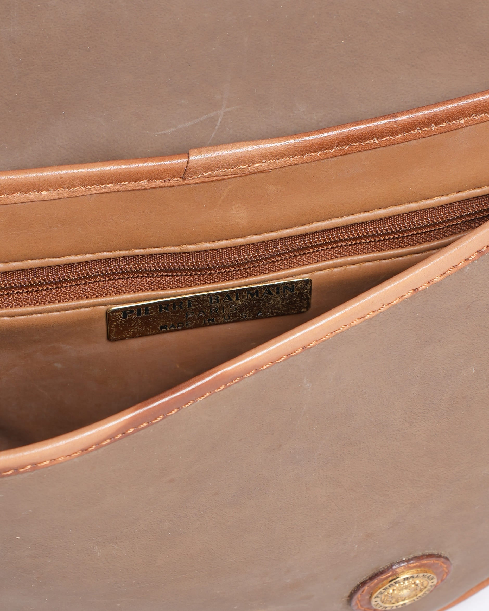 Vintage Pierre Balmain Calfskin Leather Duffle Bag with Small Shoulder Bag