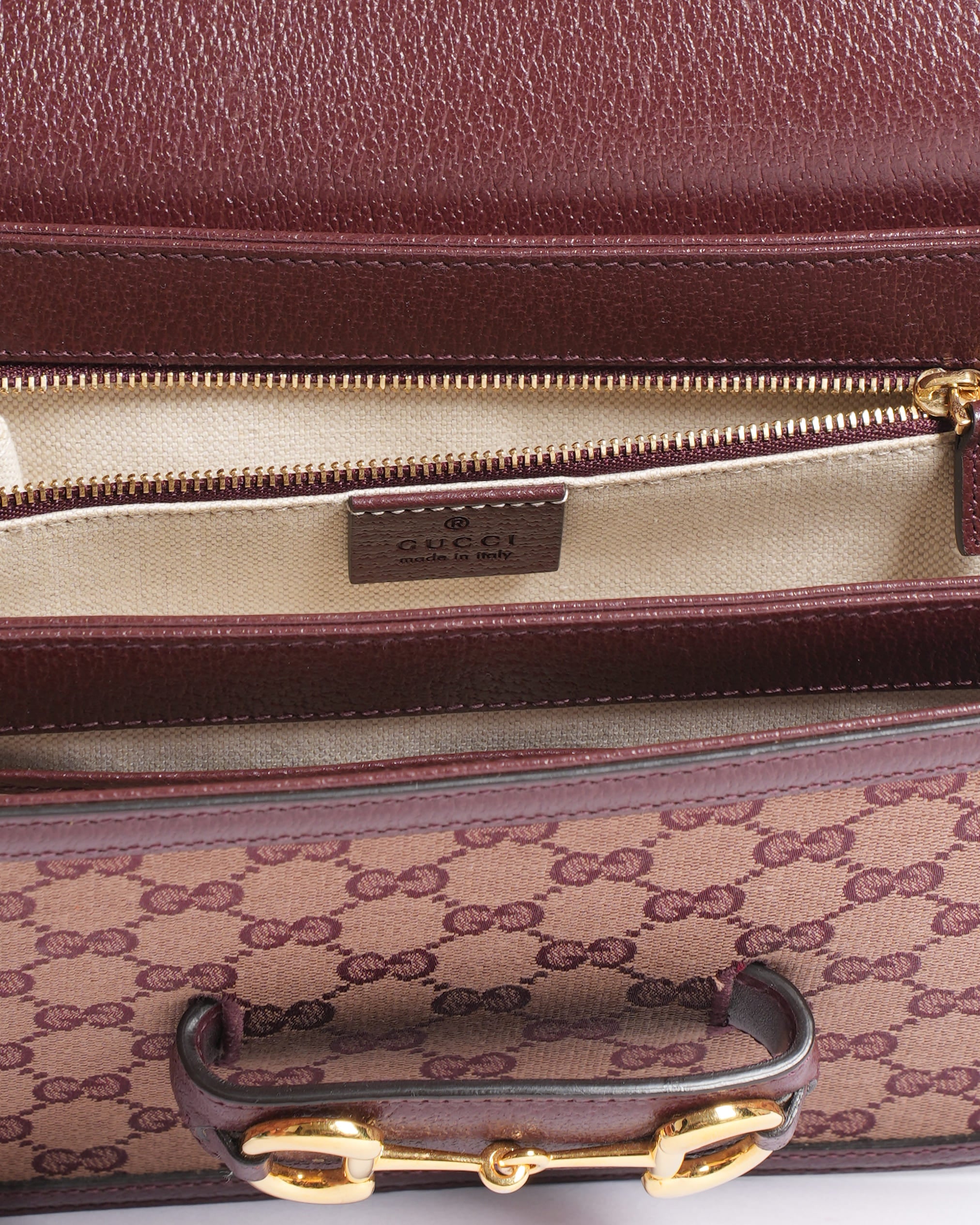 Gucci Horsebit 1955 Small Shoulder Bag In Canvas & Leather