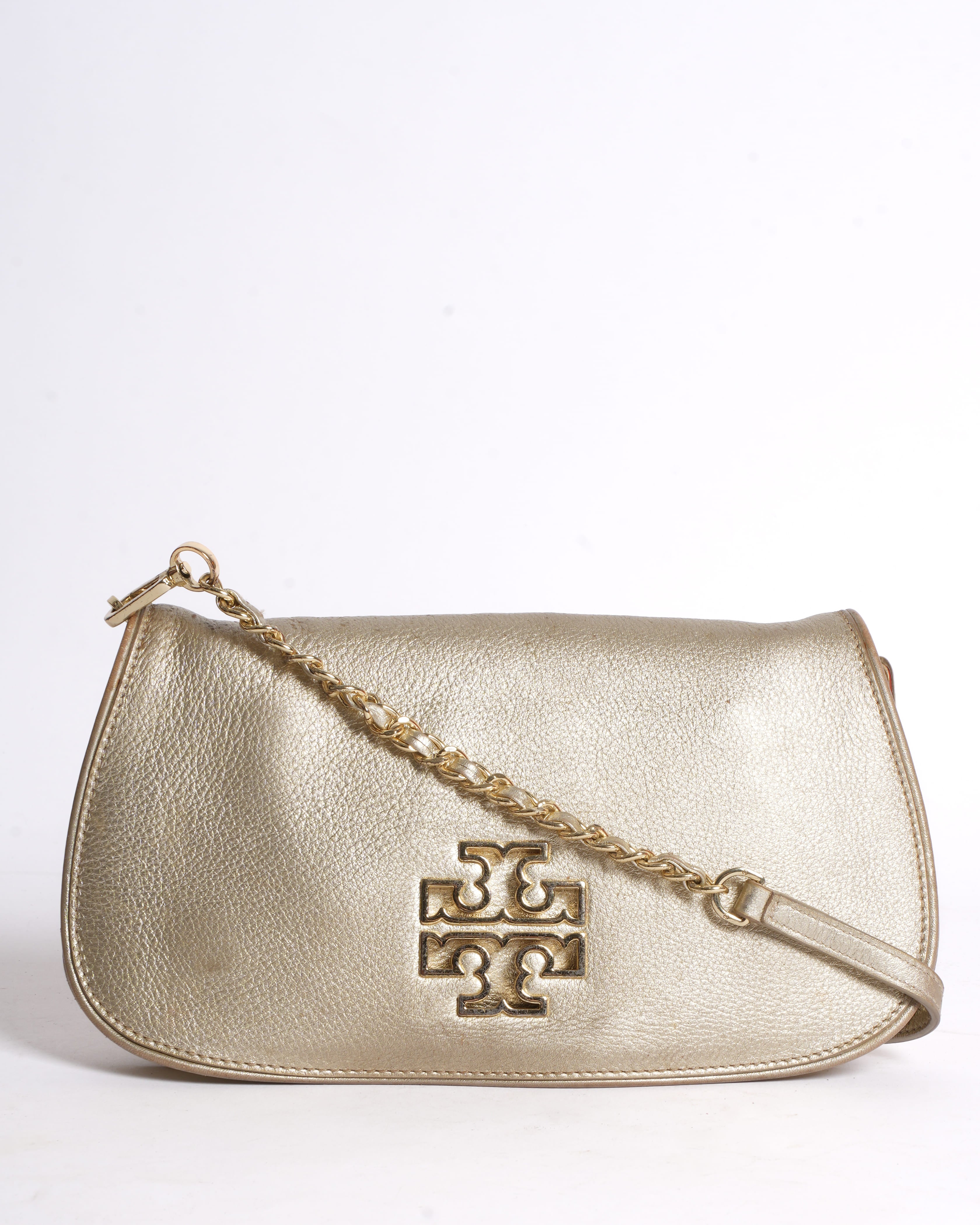 Tory Burch Britten Metallic Gold Crossbody Bag