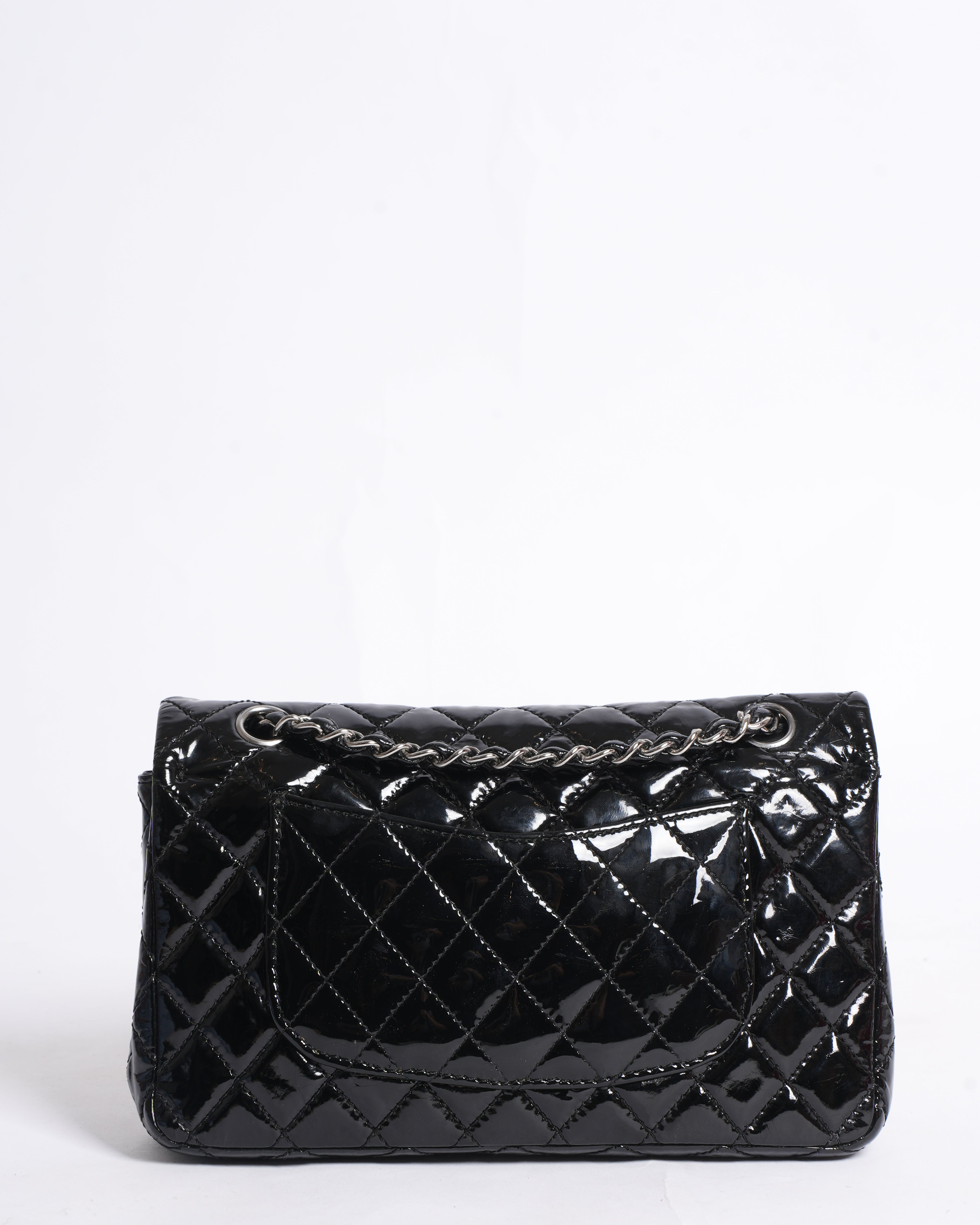 Chanel black medium classic flap bag in patent leather