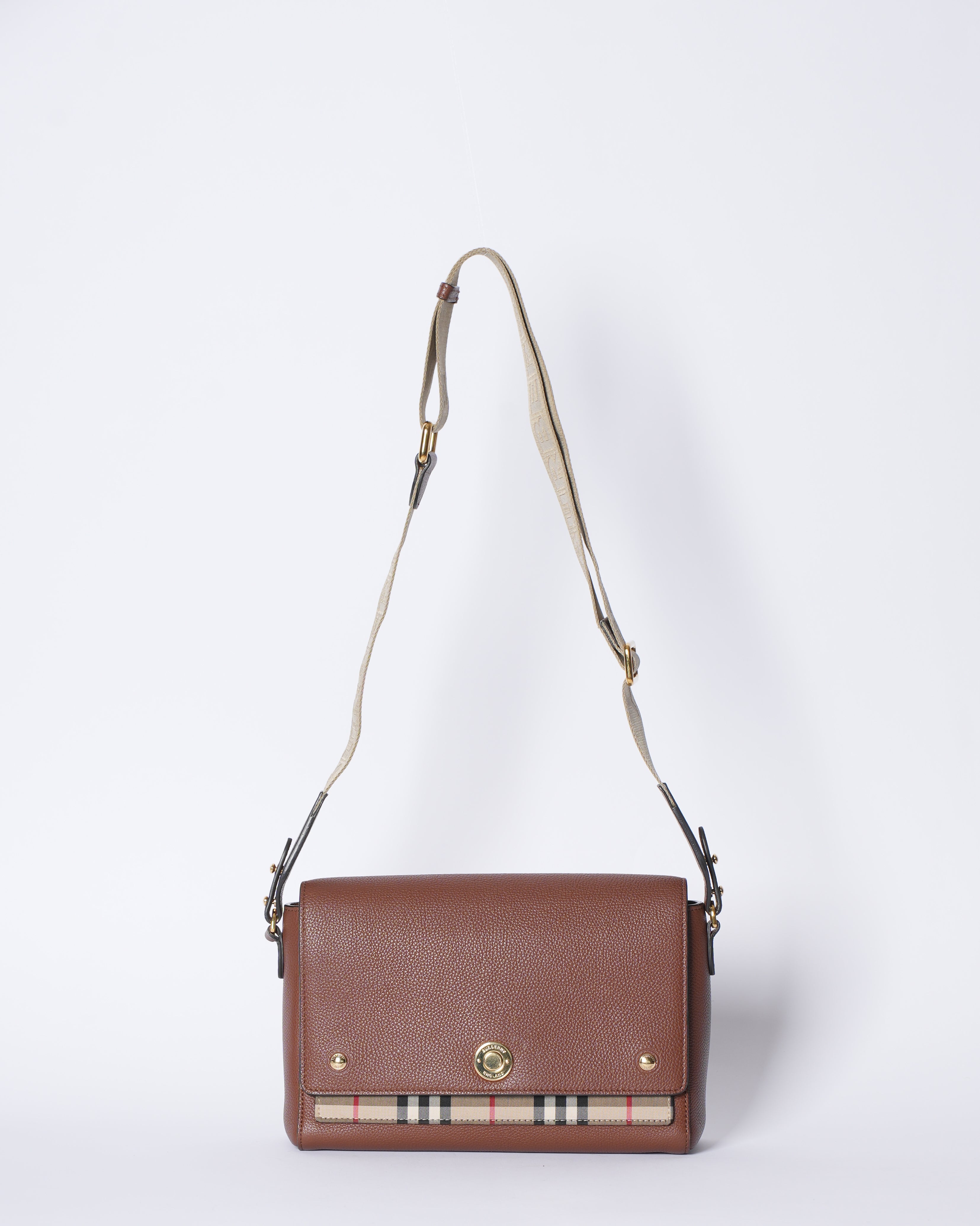 Burberry Note Medium Canvas Leather Shoulder Bag