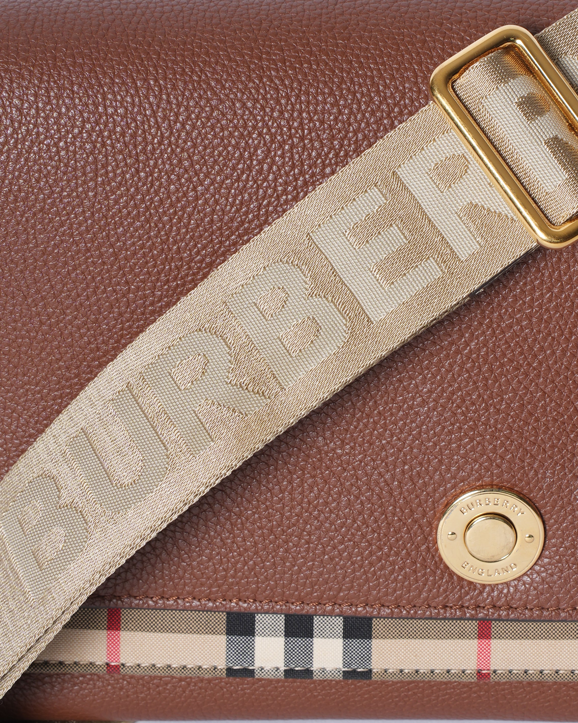 Burberry Note Medium Canvas Leather Shoulder Bag