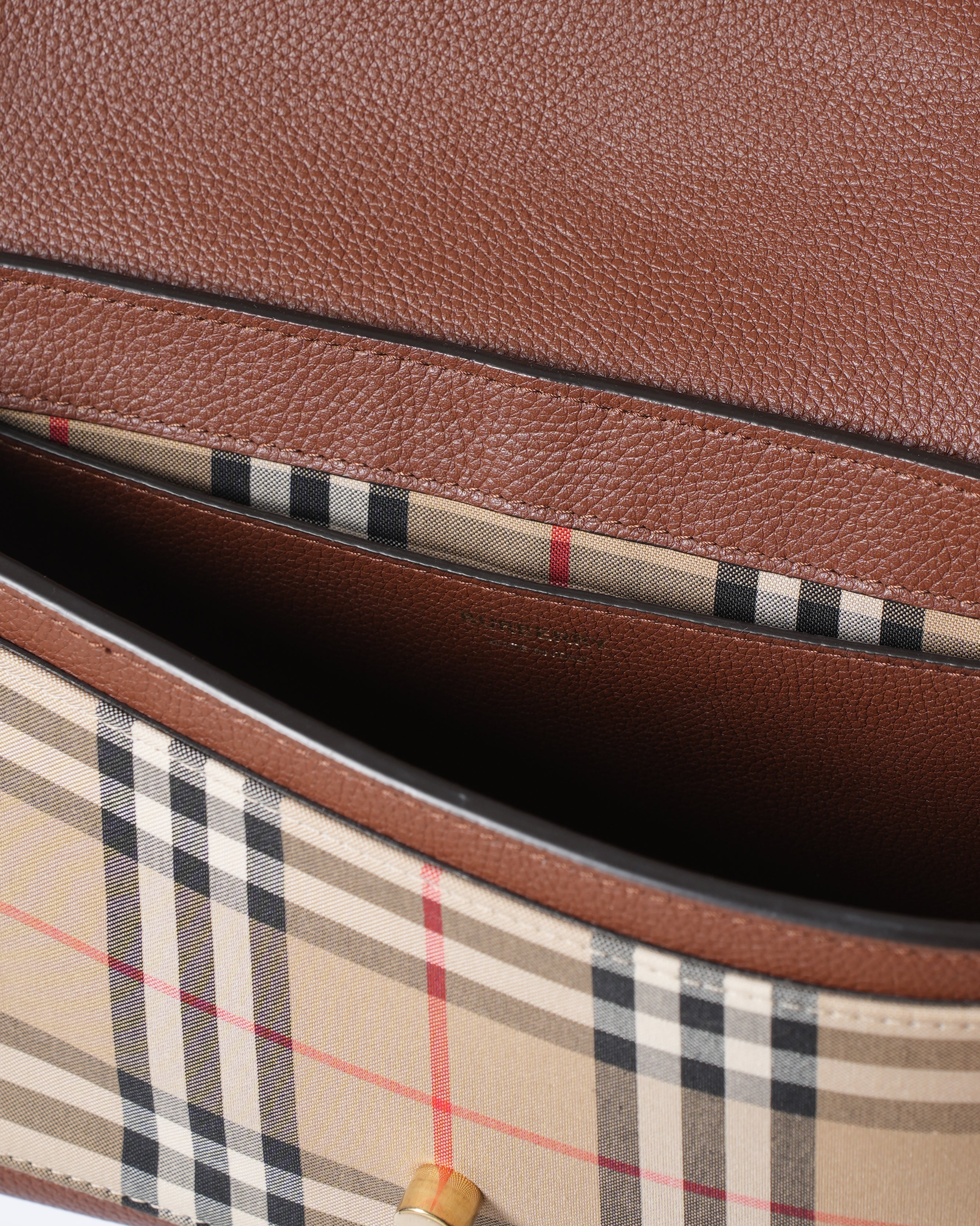 Burberry Note Medium Canvas Leather Shoulder Bag