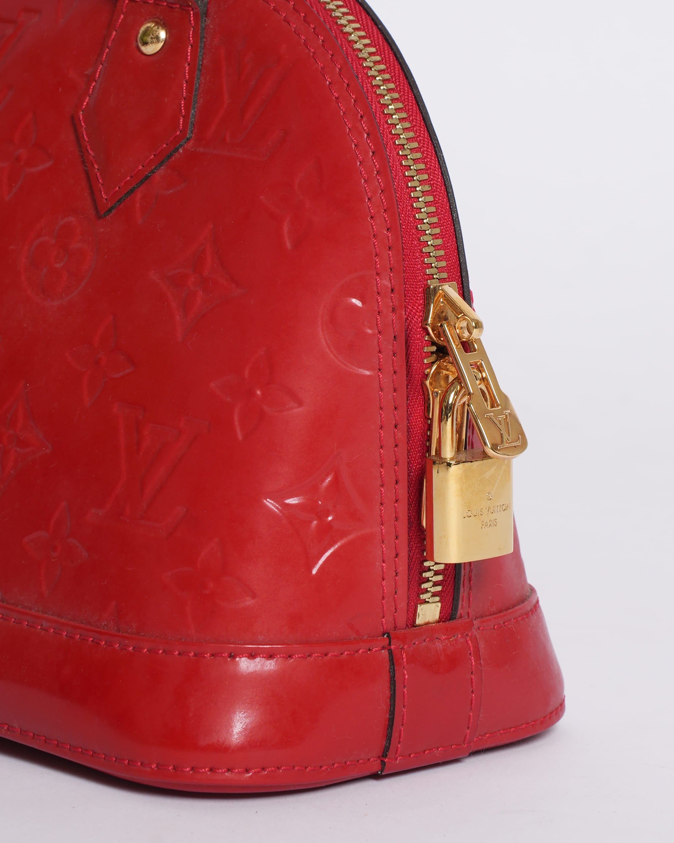 Louis Vuitton Red Monogram Vernis Alma Top Handle Bag