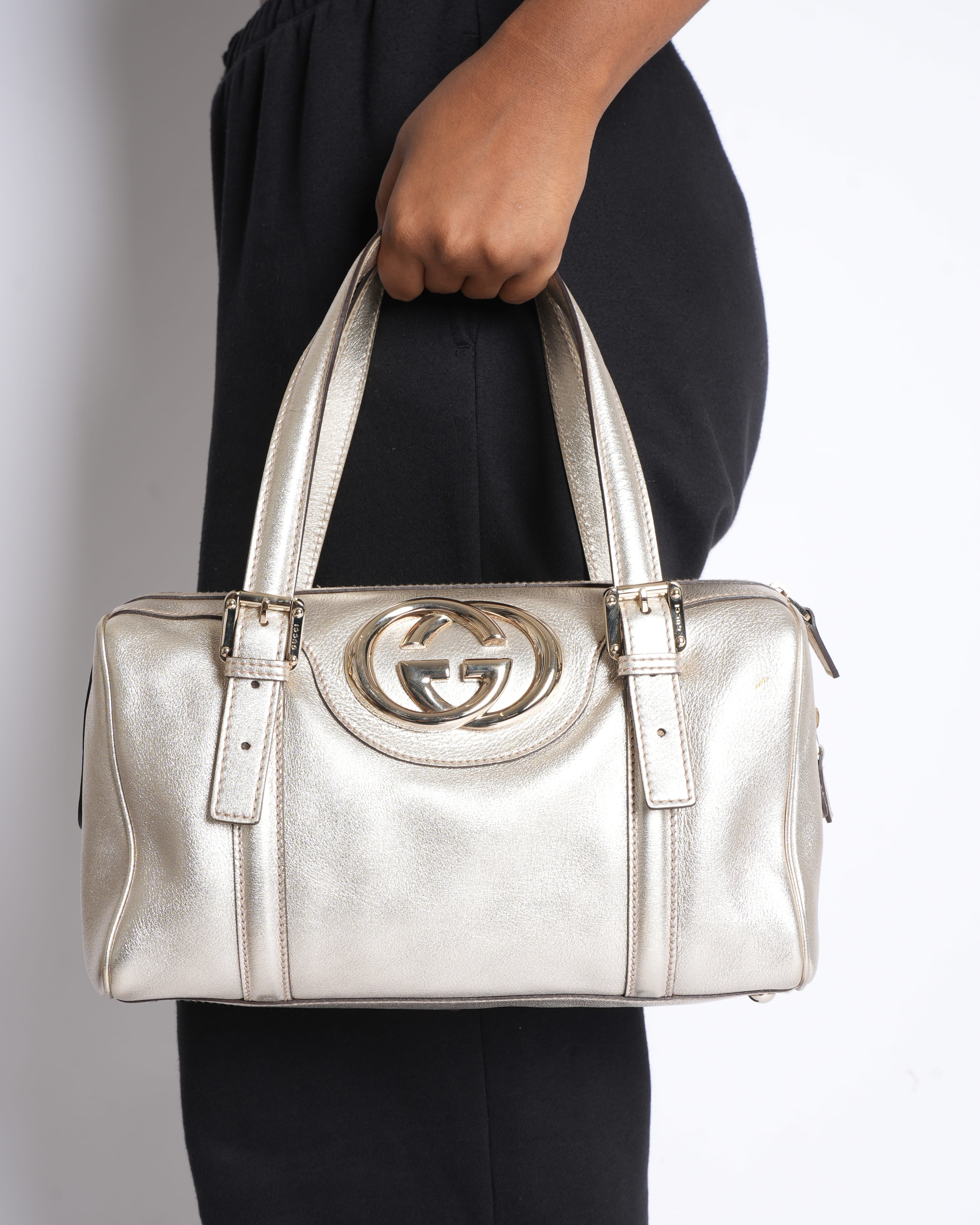 Gucci Gold-Tone Britt Boston Shoulder Bag