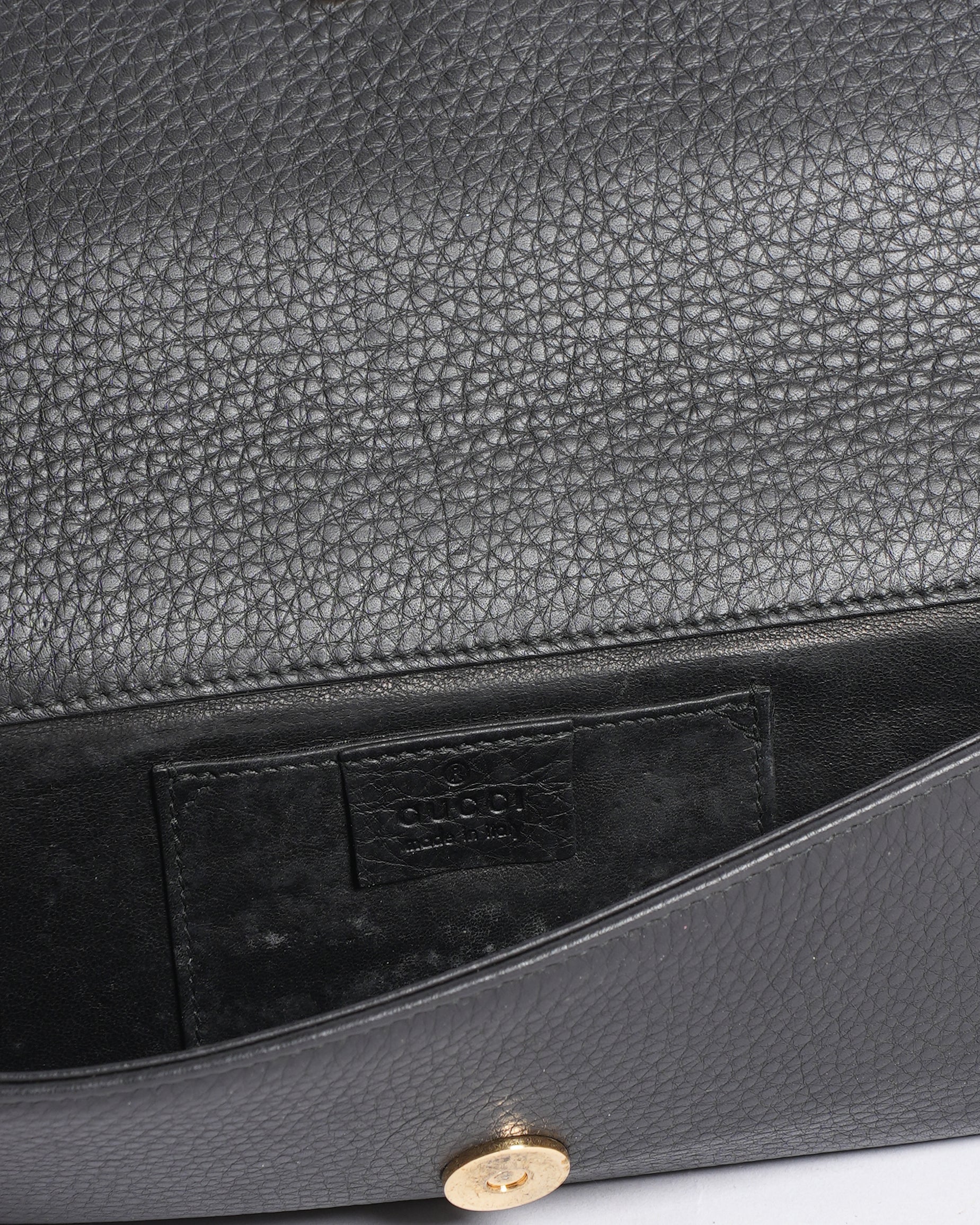 GUCCI BLACK LEATHER CLUTCH BAG