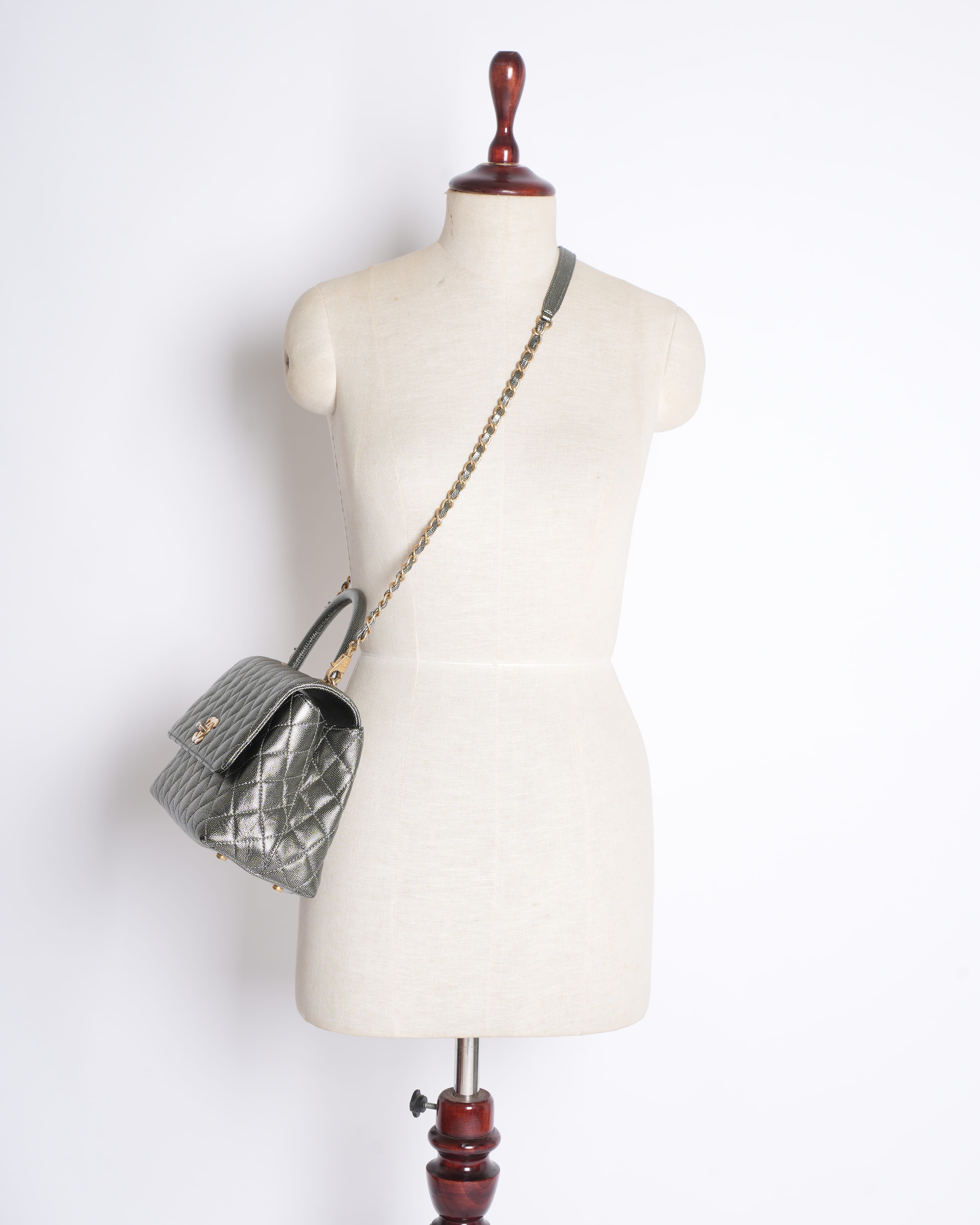 CHANEL CC Matelasse Chain 2Way Coco Handle Bag Caviar Leather