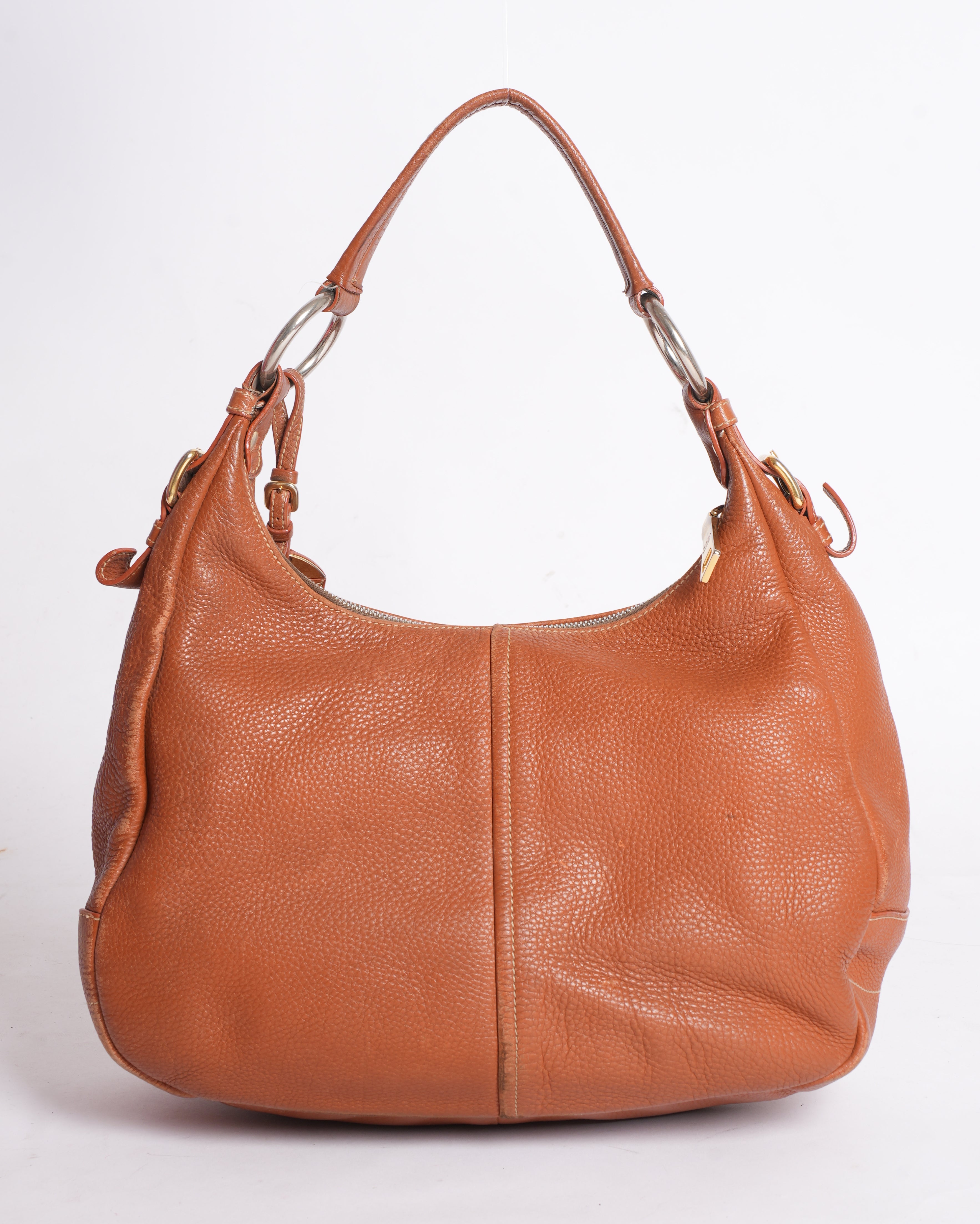Vintage Prada Brown Vitello Daino Leather Hobo Bag