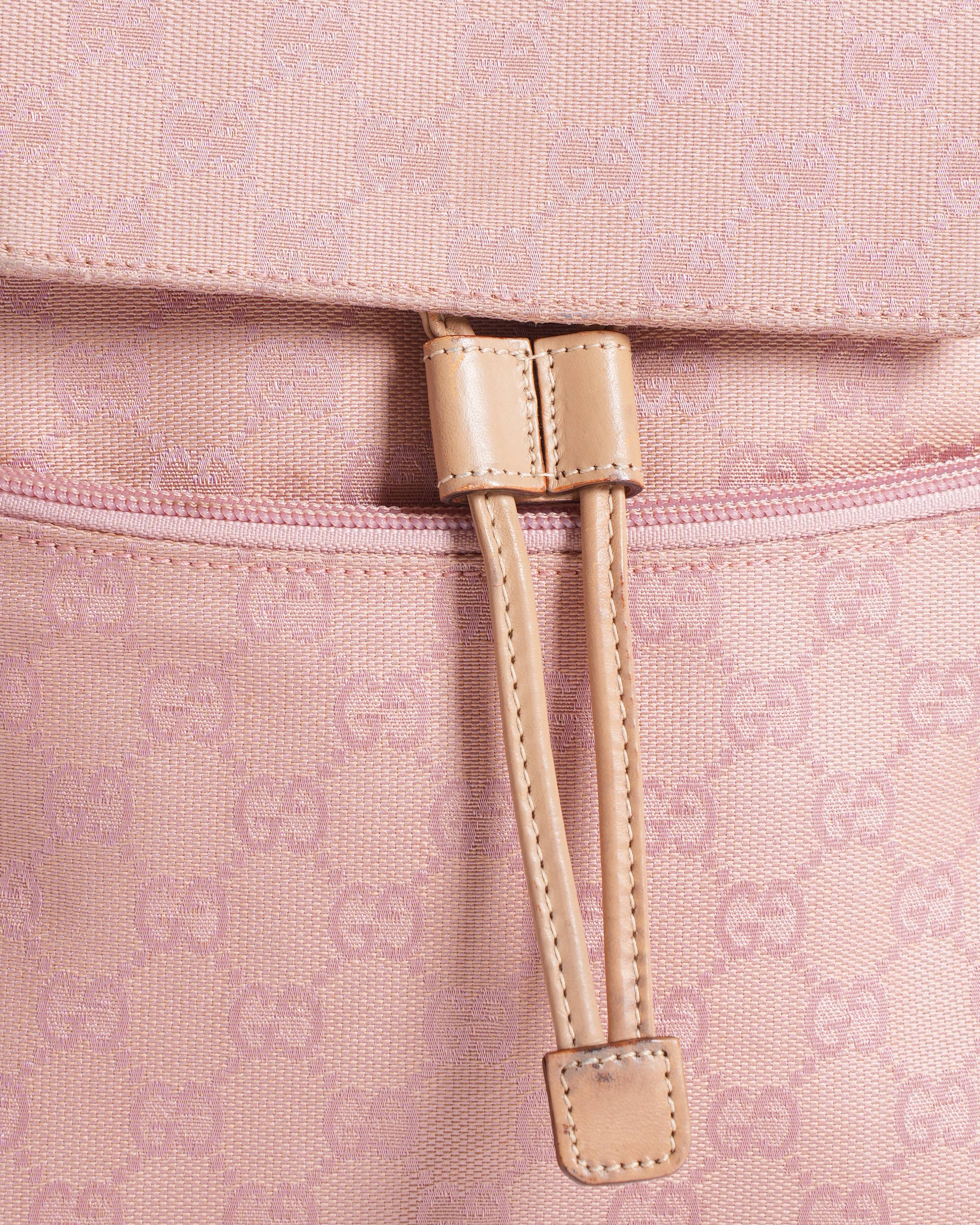 Gucci Monogram Canvas & Leather Backpack In Pink