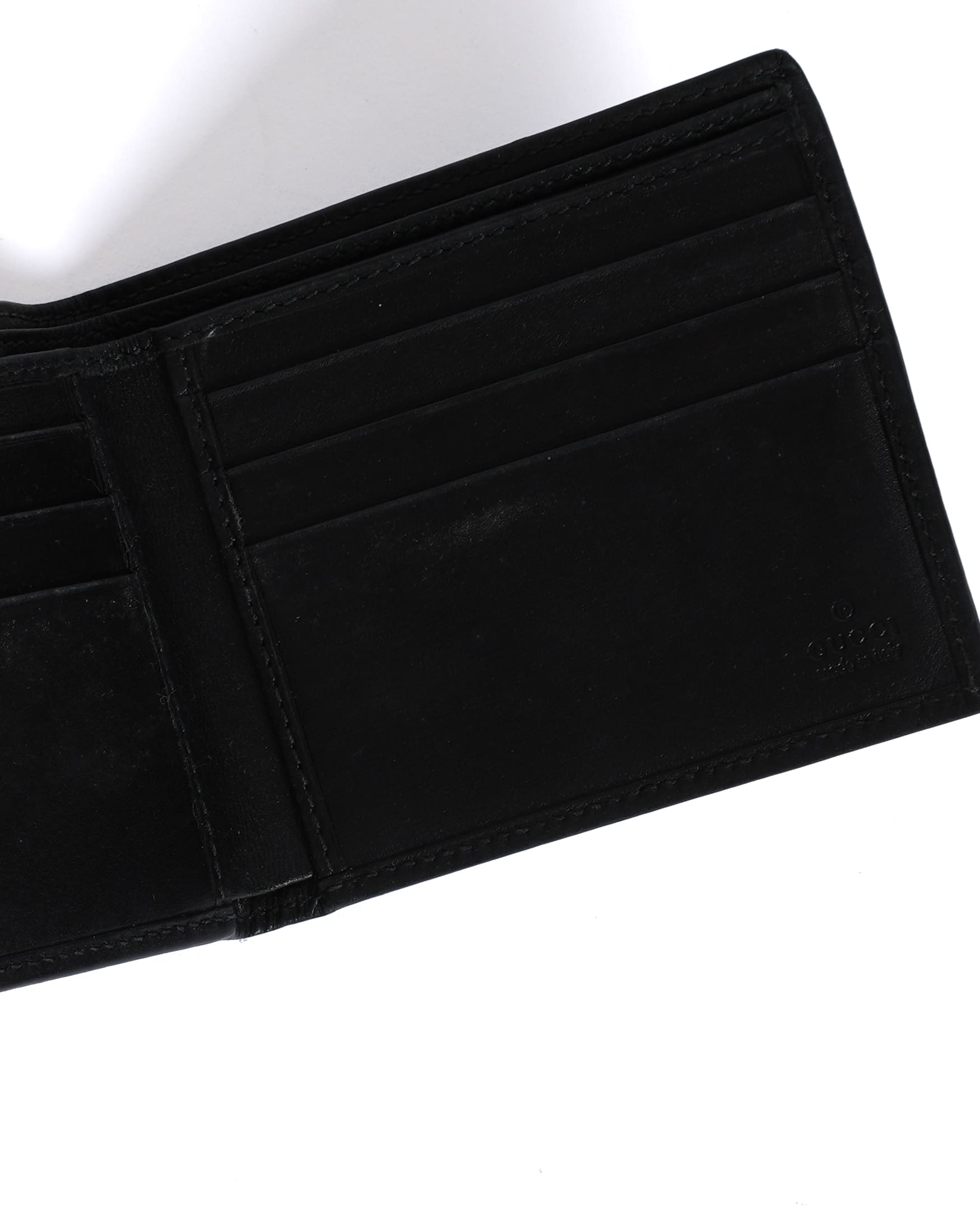 Gucci Black Leather Interlocking G Bi-Fold Wallet