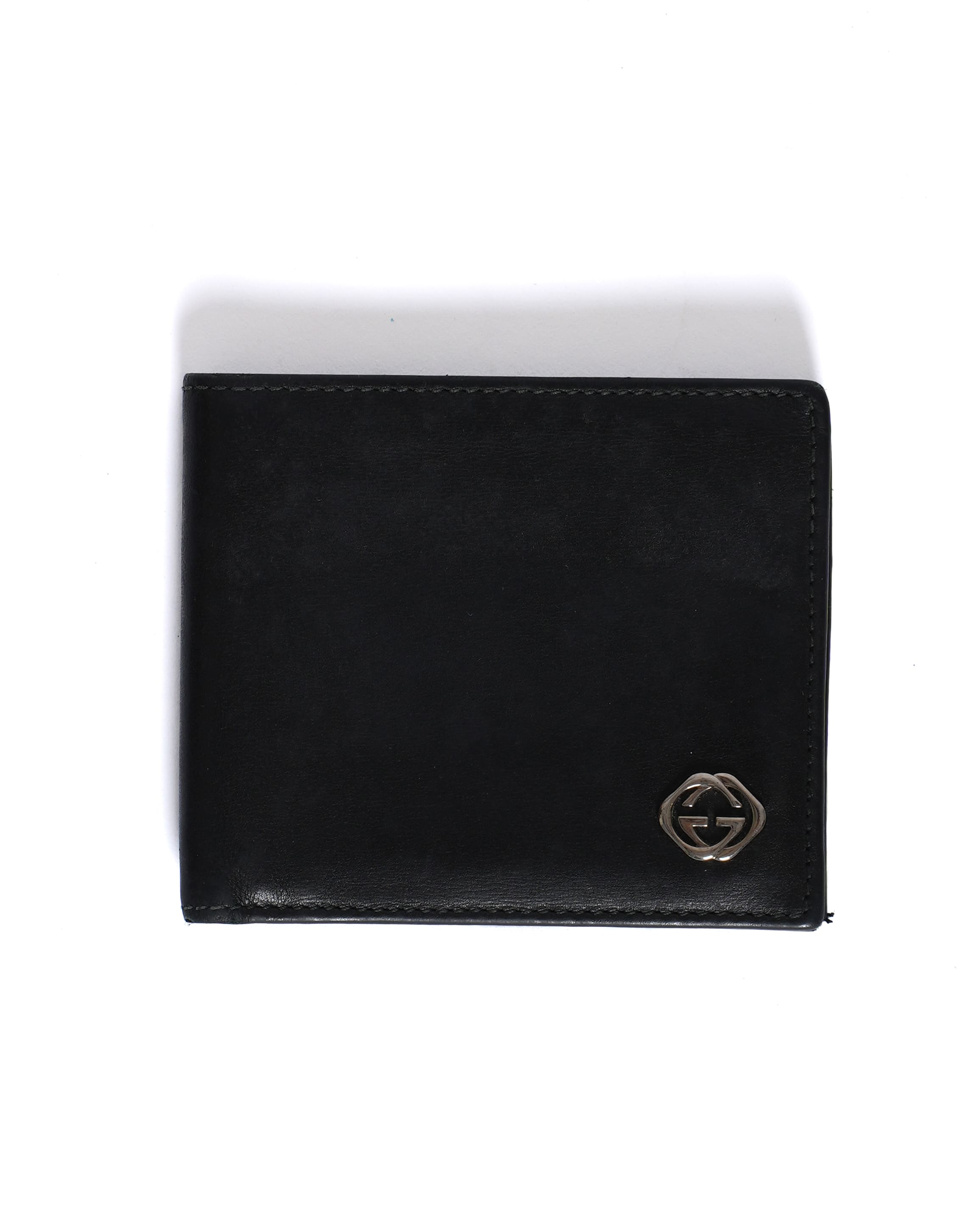 Gucci Black Leather Interlocking G Bi-Fold Wallet