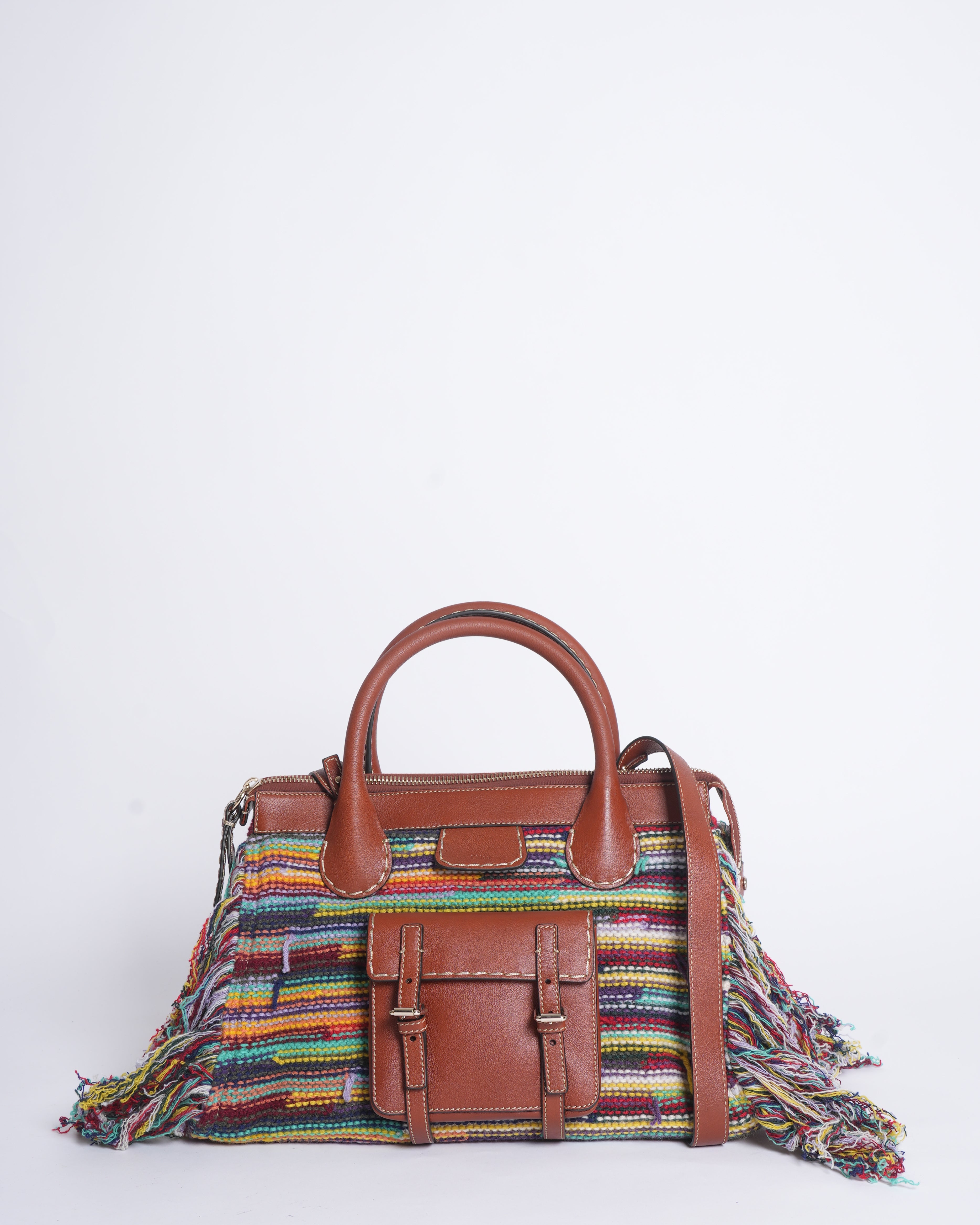 New Chloe women multicolor fringed women's satchel bag