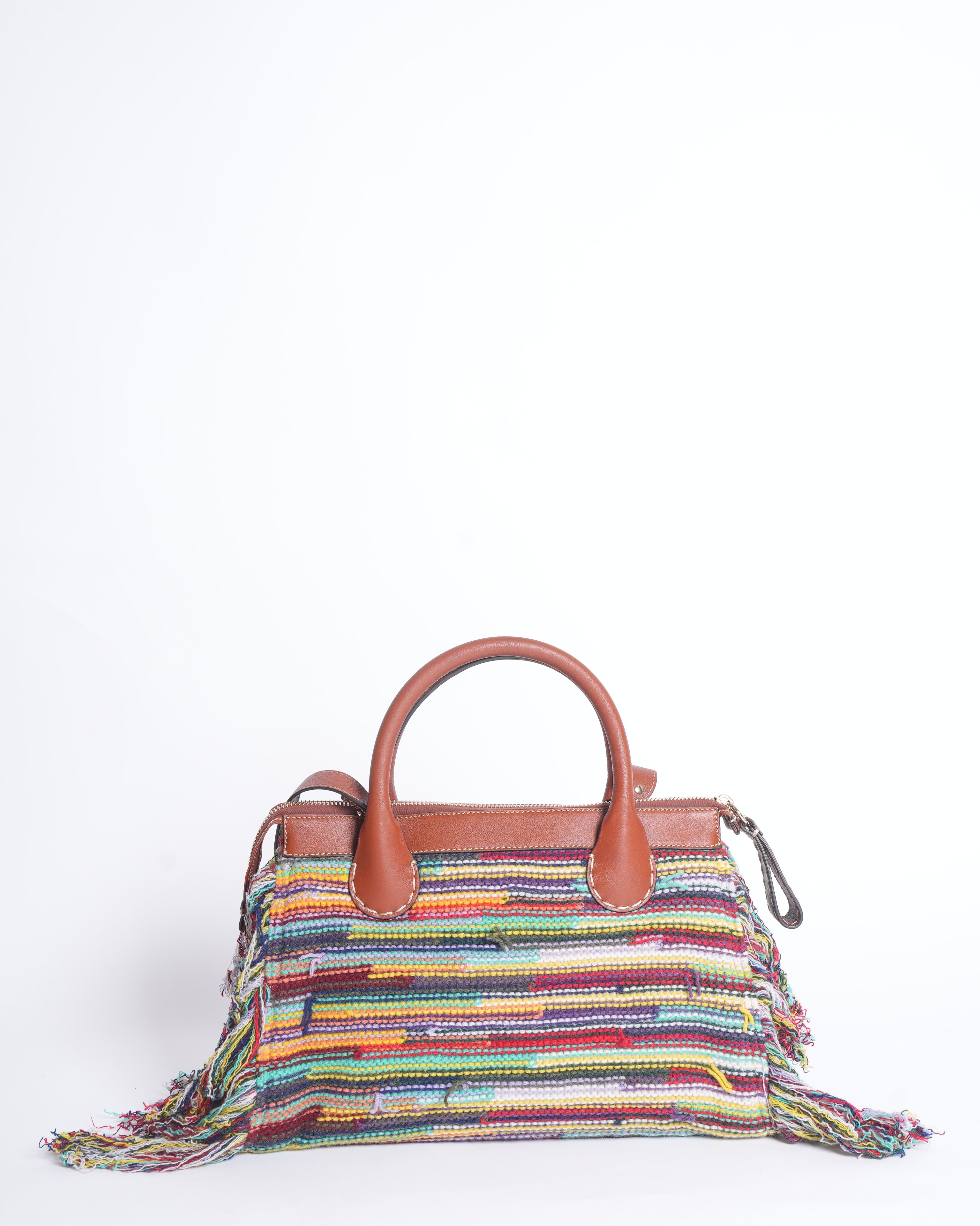 New Chloe women multicolor fringed women's satchel bag