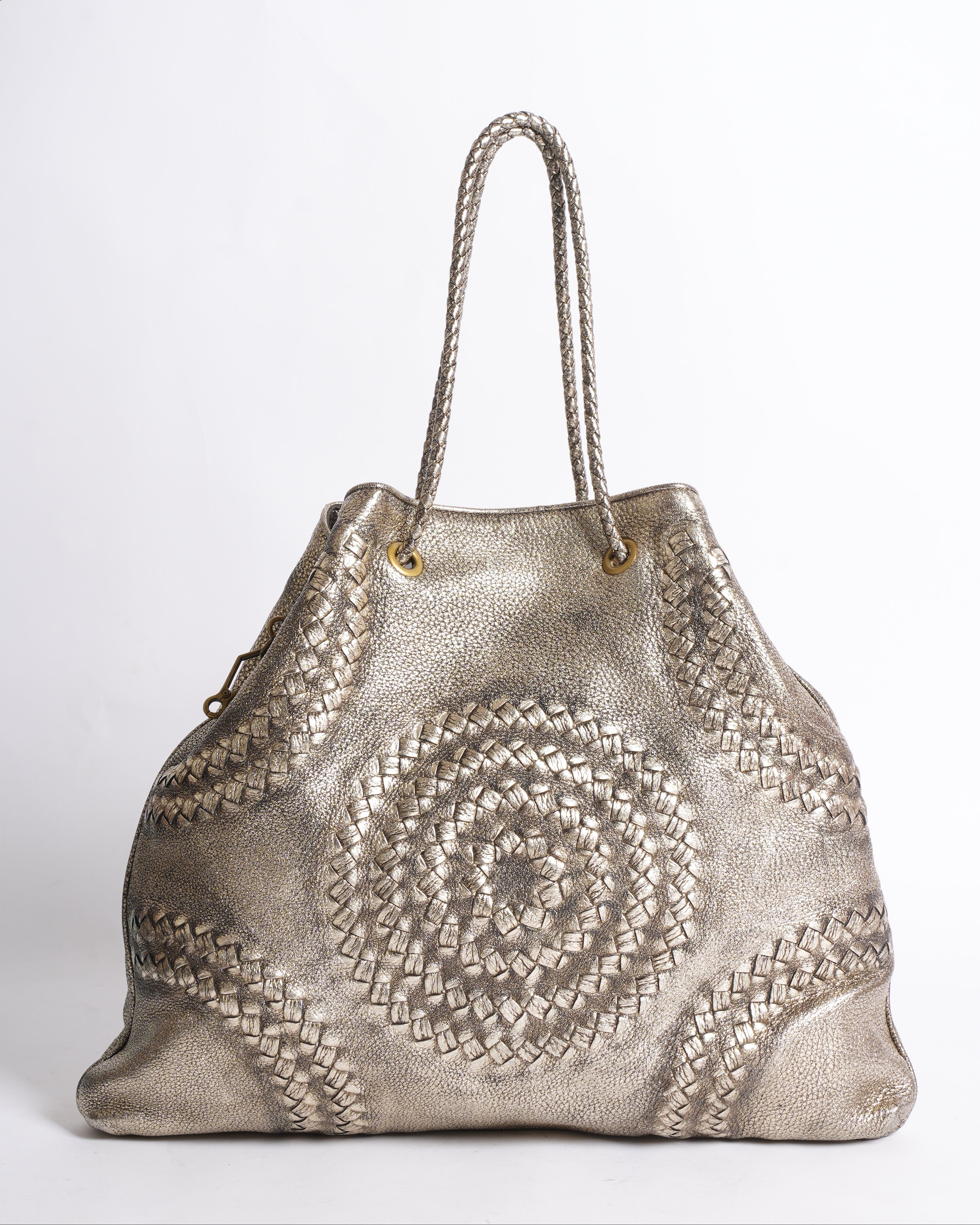 Bottega Veneta Metallic Gold Leather Illusion Hobo