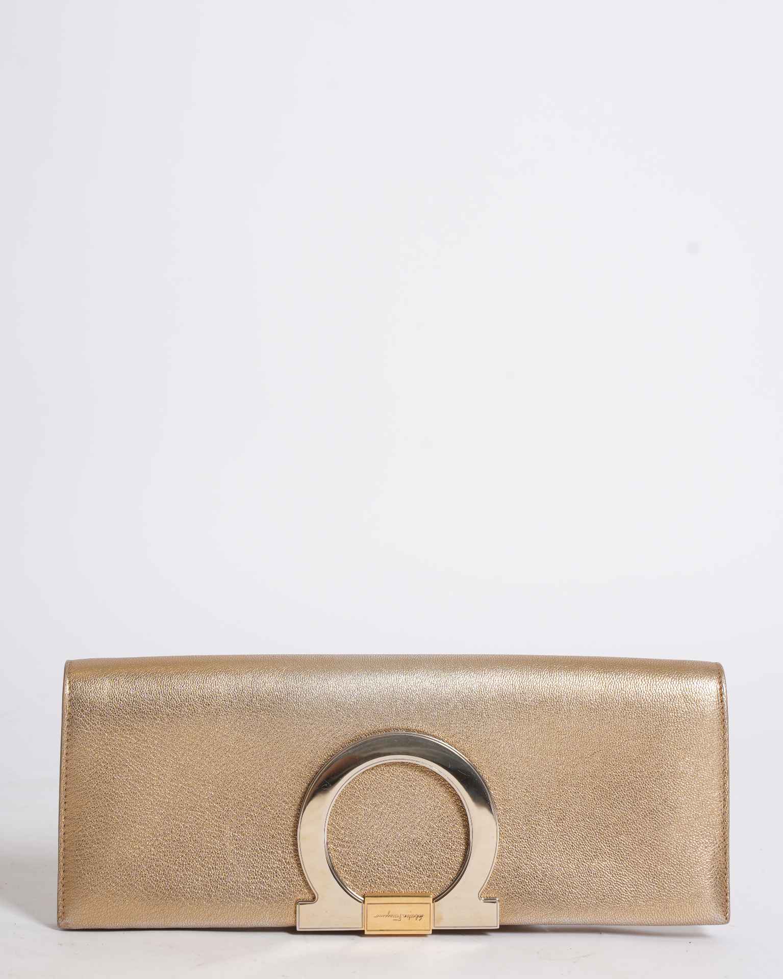 Salvatore Ferragamo Clutch In Gold Tone