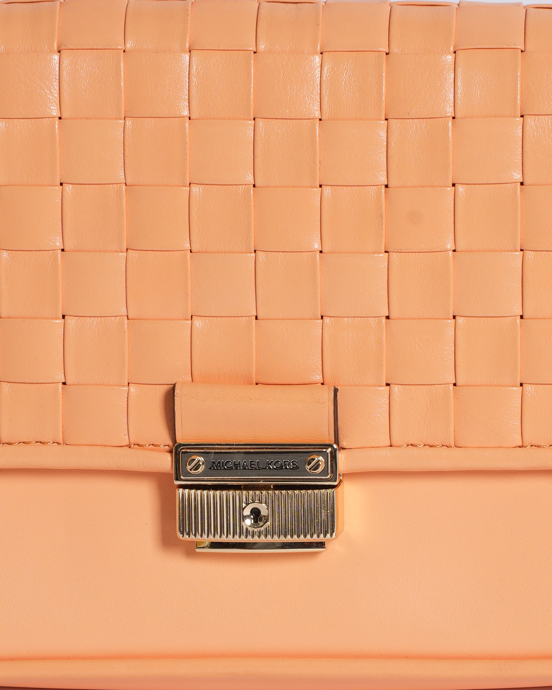 New MK Woven Flap Shoulder Bag In Orange