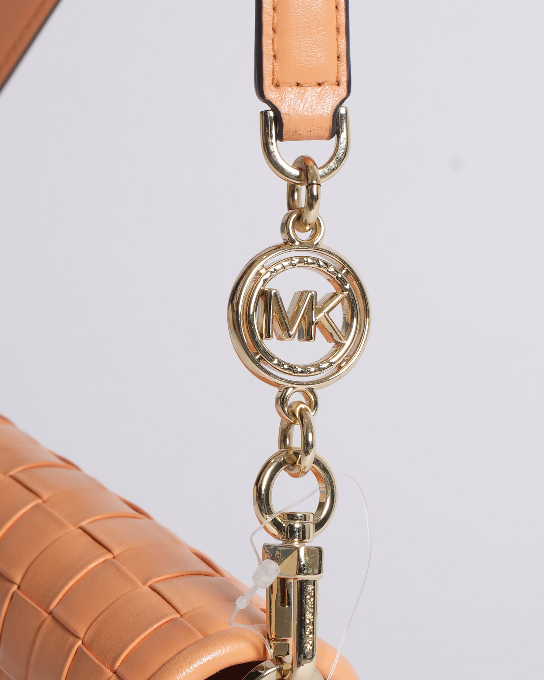 New MK Woven Flap Shoulder Bag In Orange