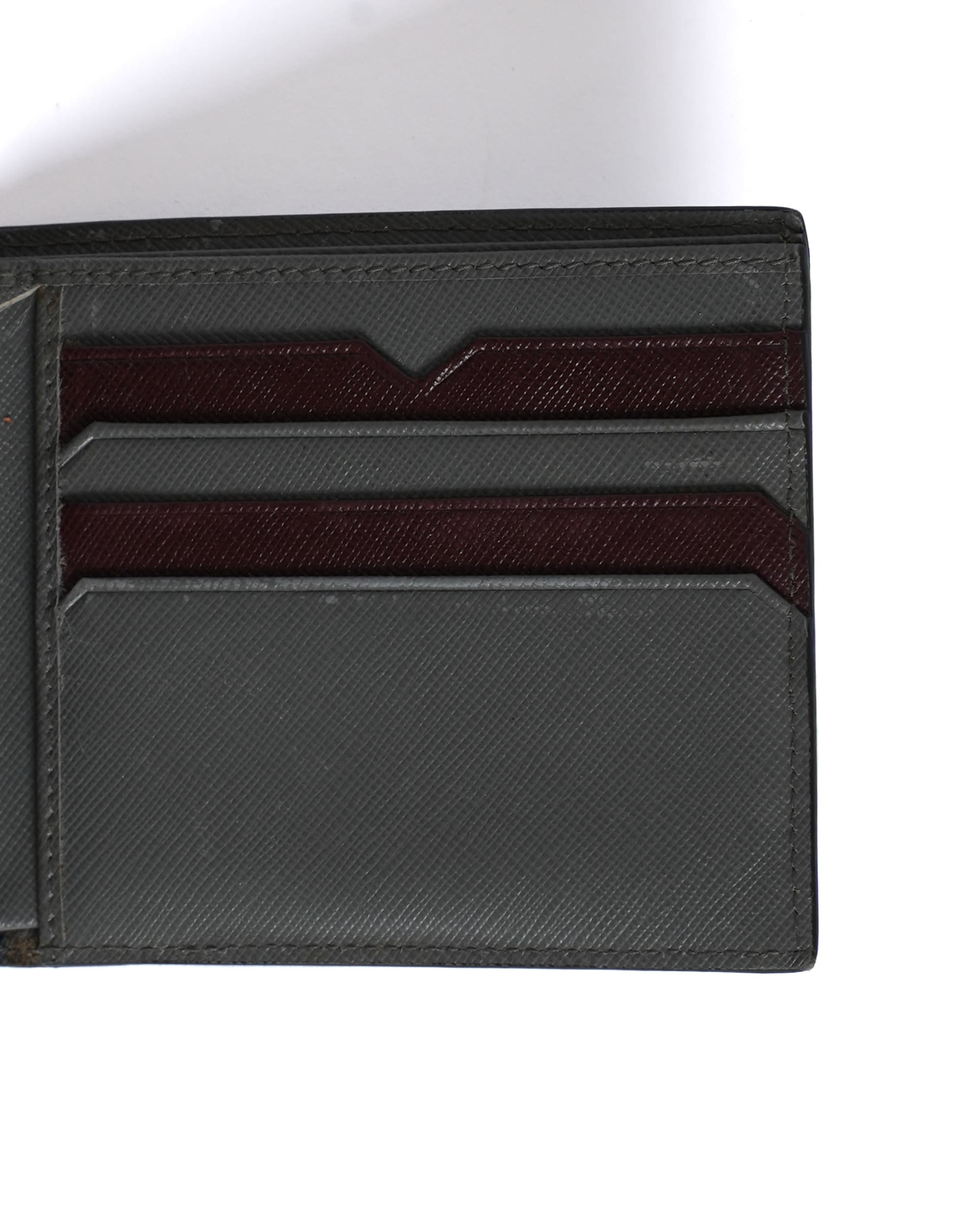 Prada Grey Saffiano Leather Bi-Fold Wallet