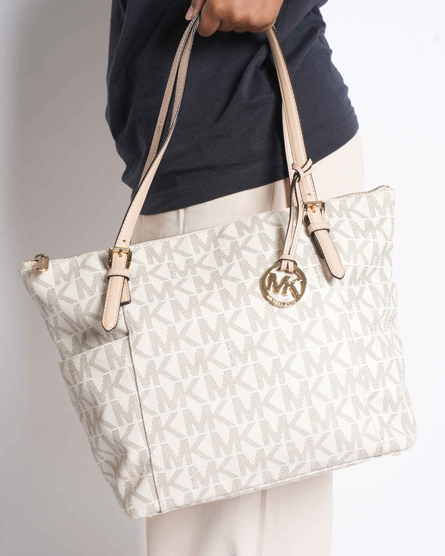 Michael Kors Monogram Tote in white