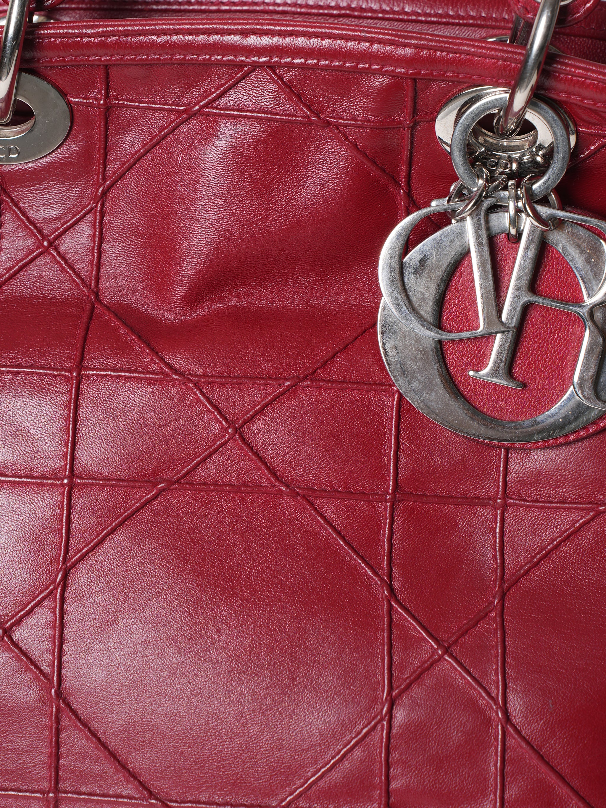 Christian Dior Polochon Cannage Rouge Dior Grenville Top Handle Bag In Red