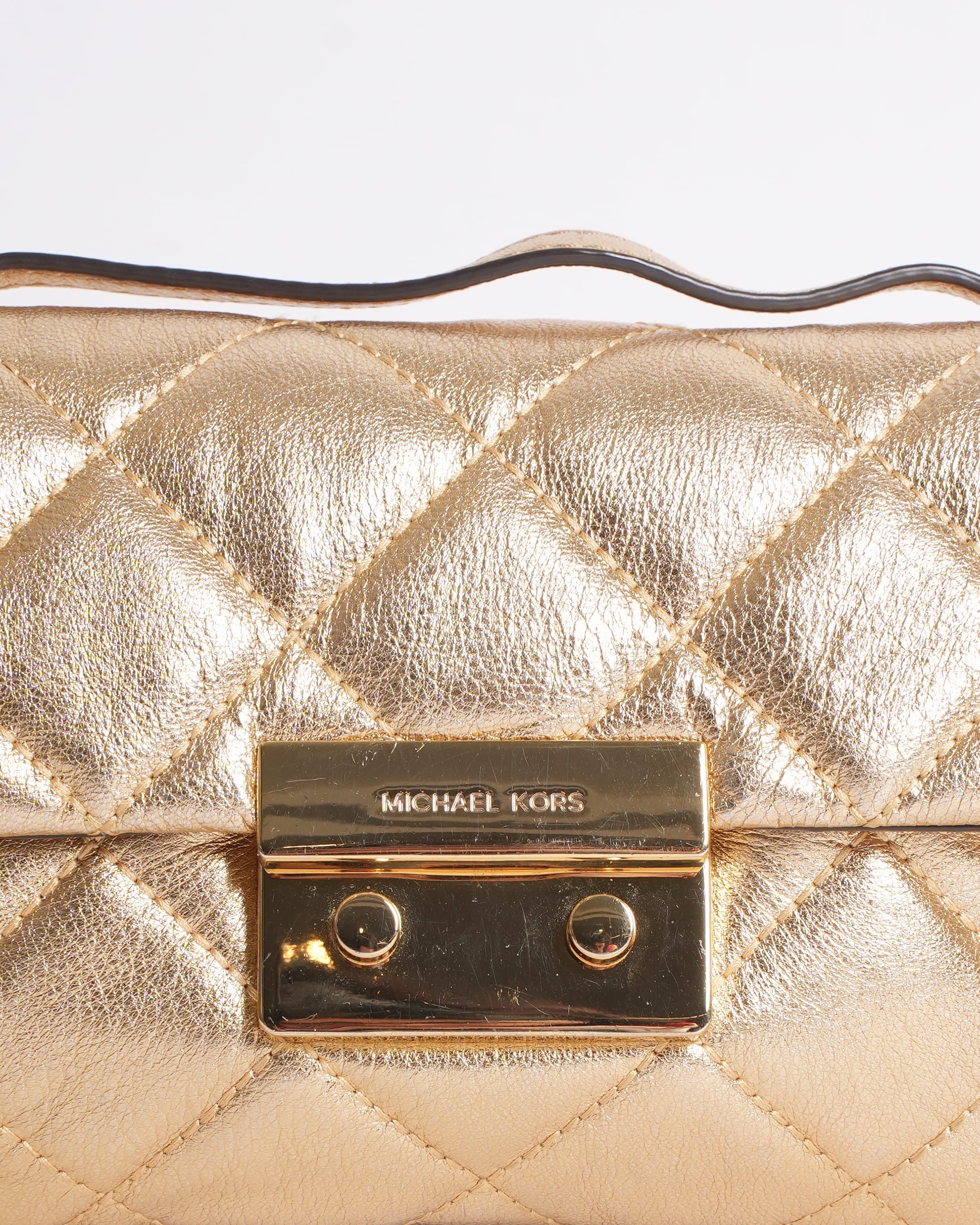 Michael Kors Quilted Crossbody In Gold Tone