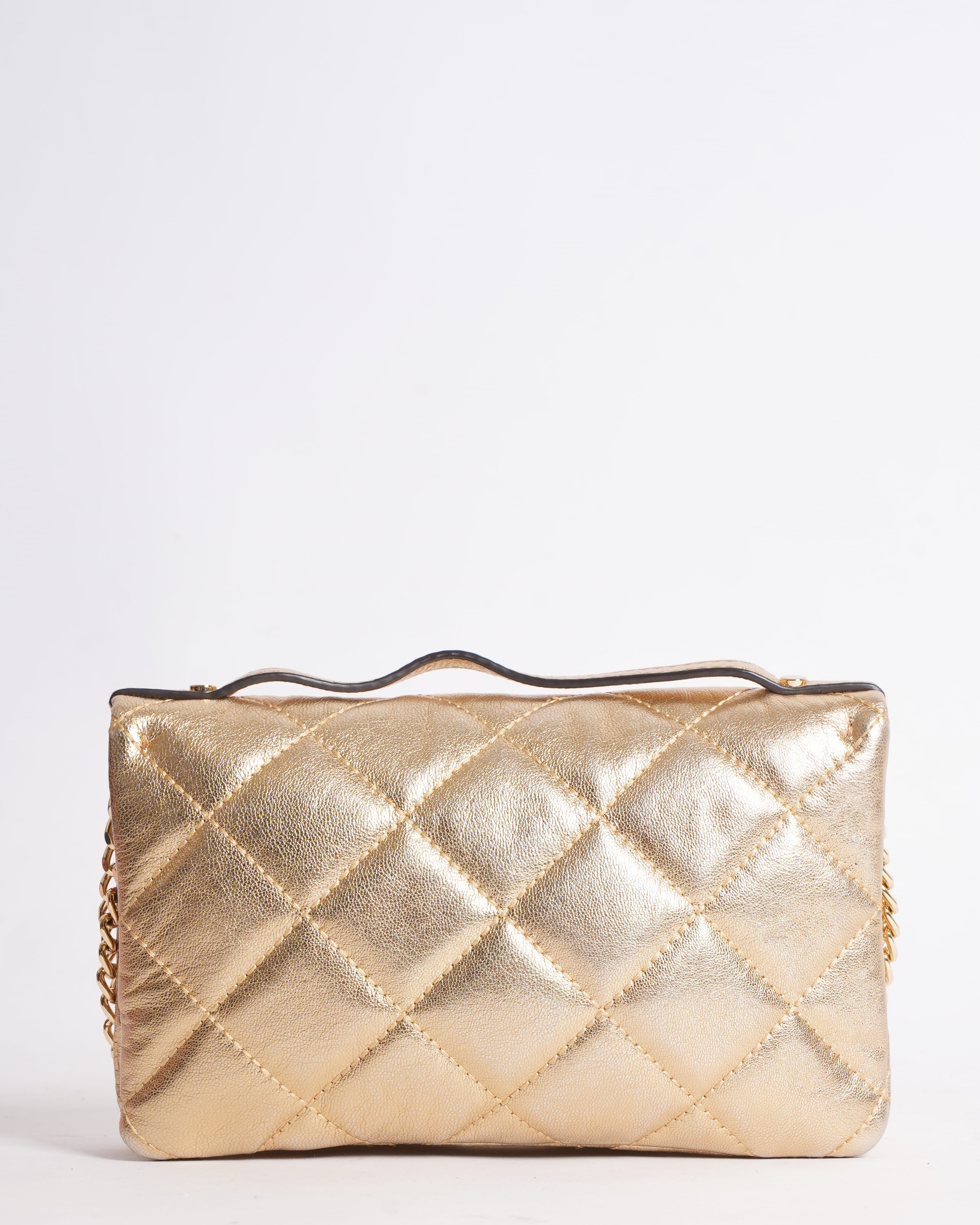 Michael Kors Quilted Crossbody In Gold Tone