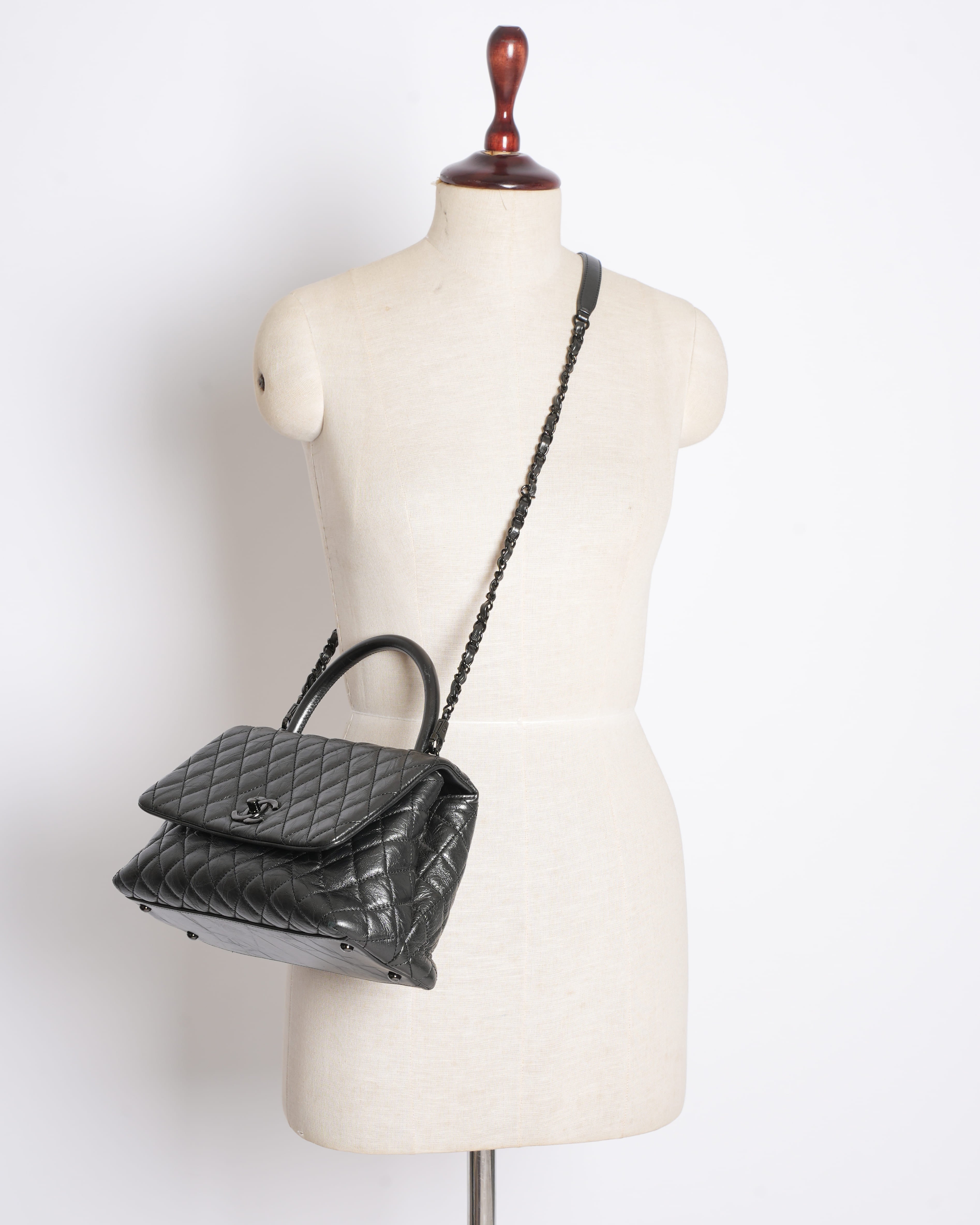 Chanel Leather Medium Coco Top Handle Bag With Shoulder Strap