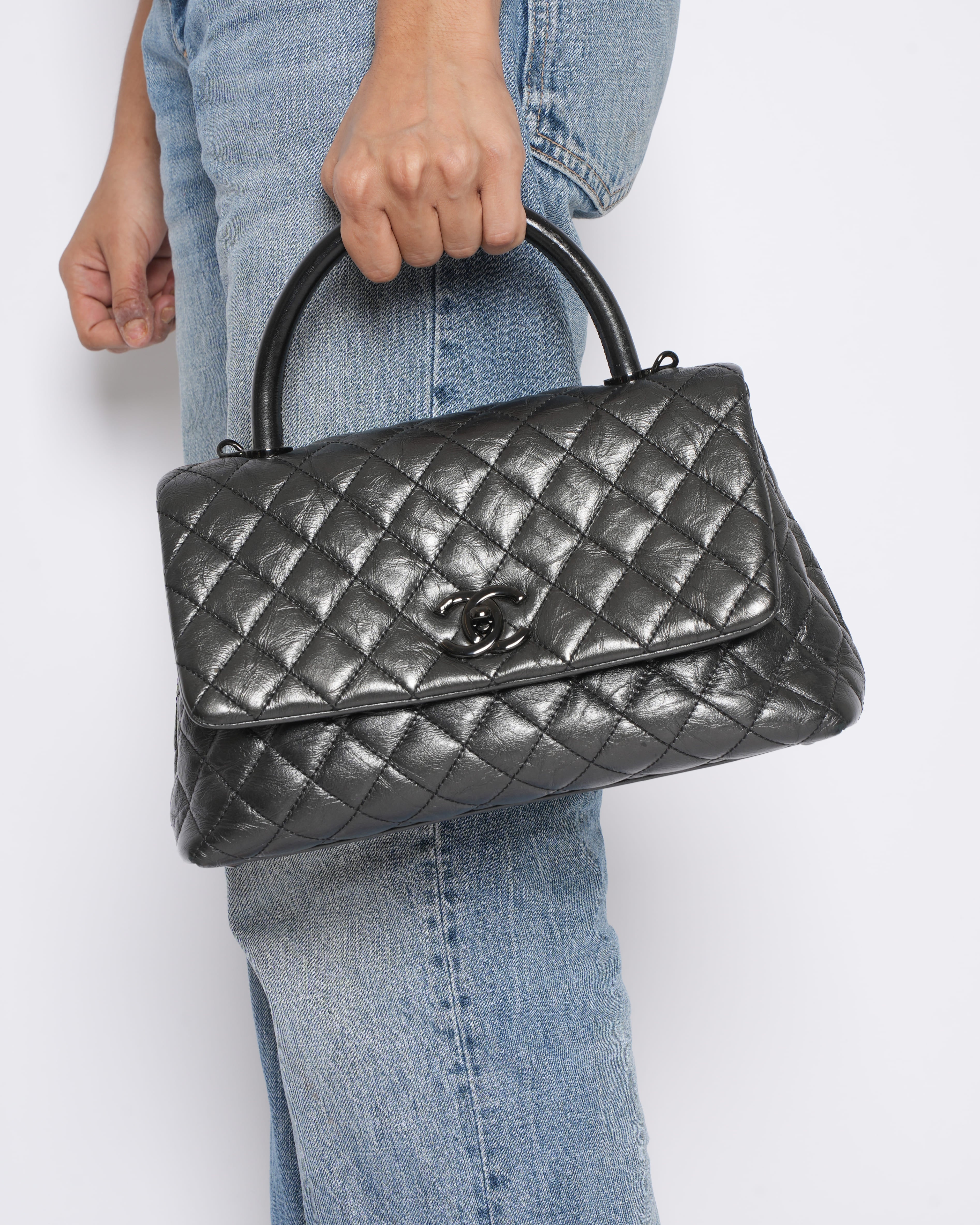 Chanel Leather Medium Coco Top Handle Bag With Shoulder Strap