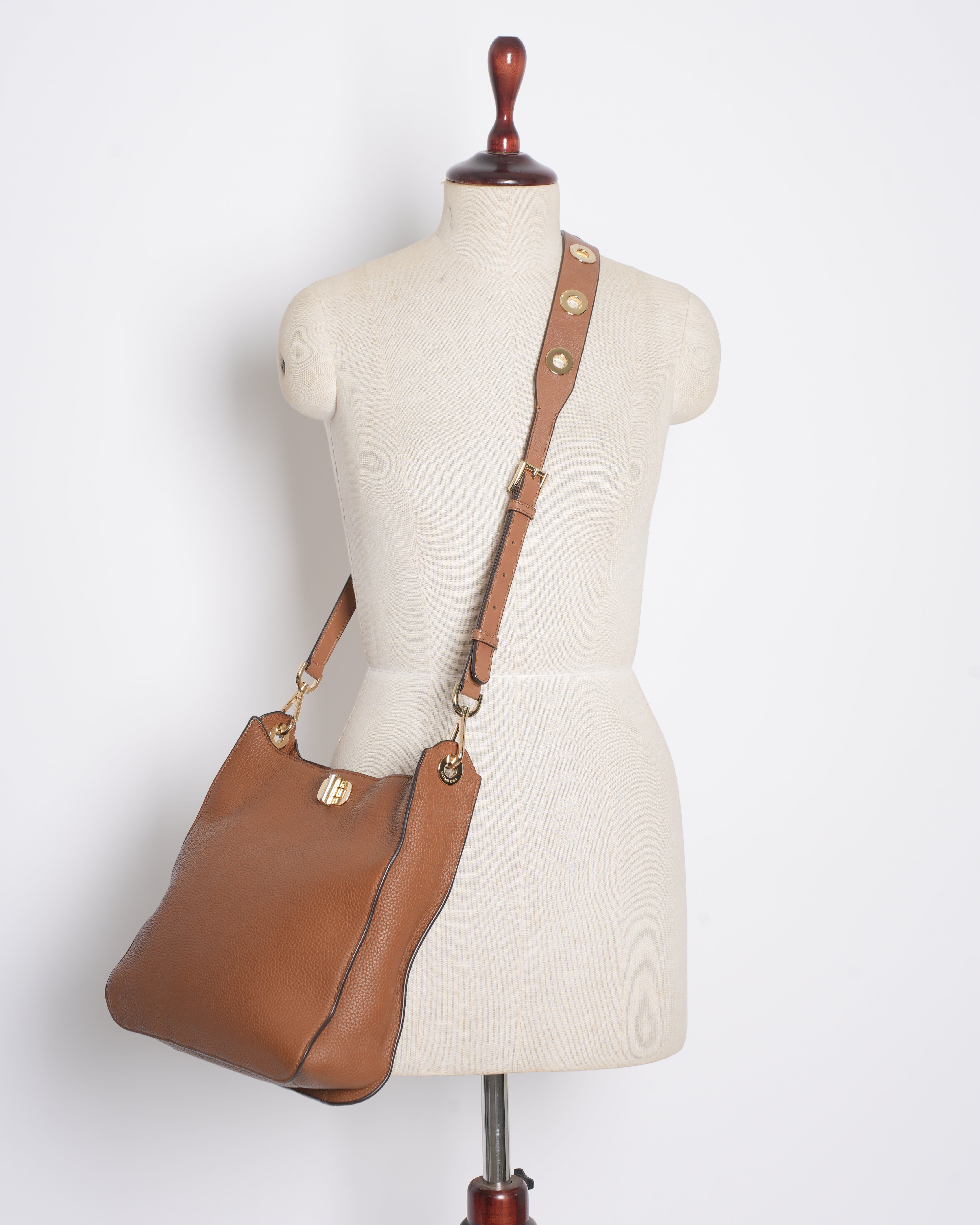 MK Sullivan Pebbeled Crossbody Bag In Brown