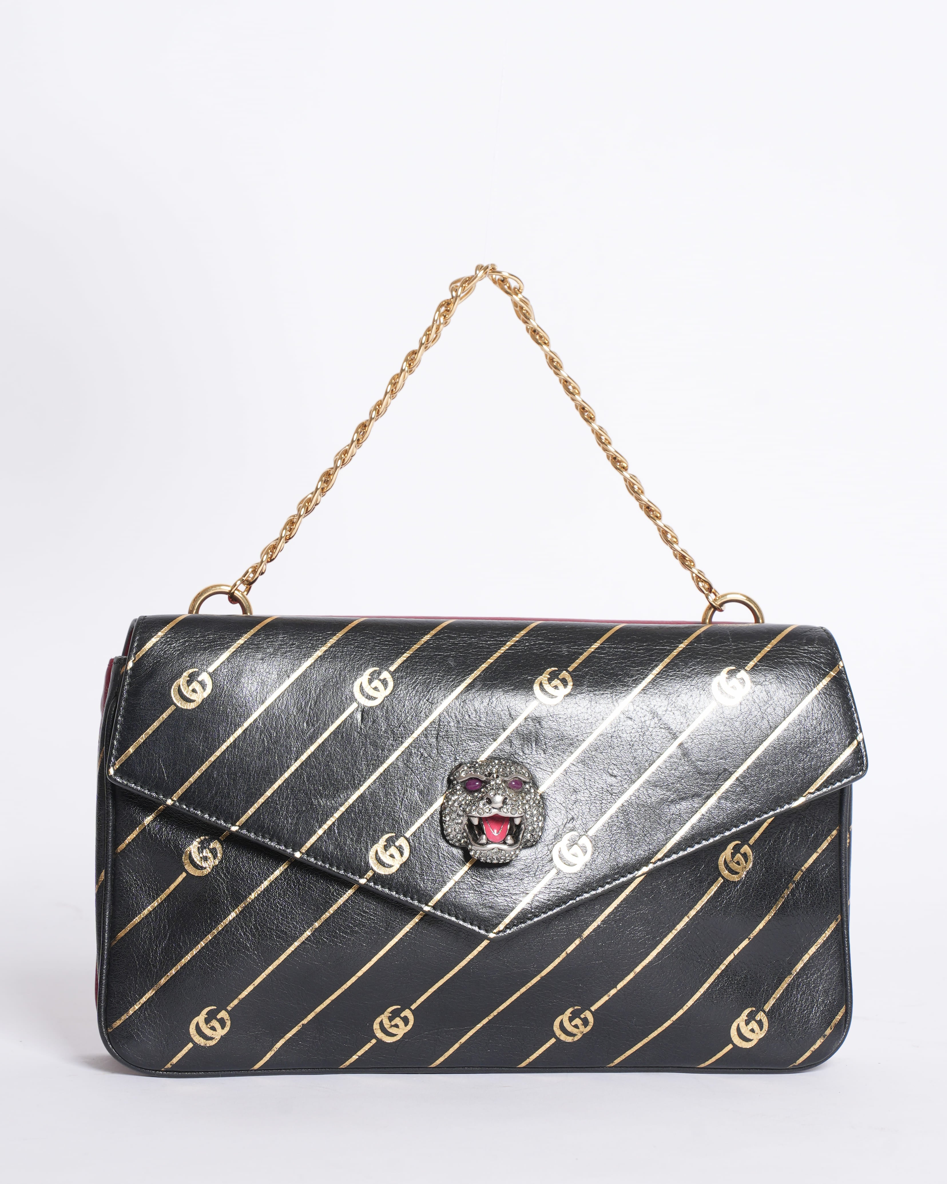 Gucci Bi-Colour Black & Red Lined Thiara Leather Crossbody Bag