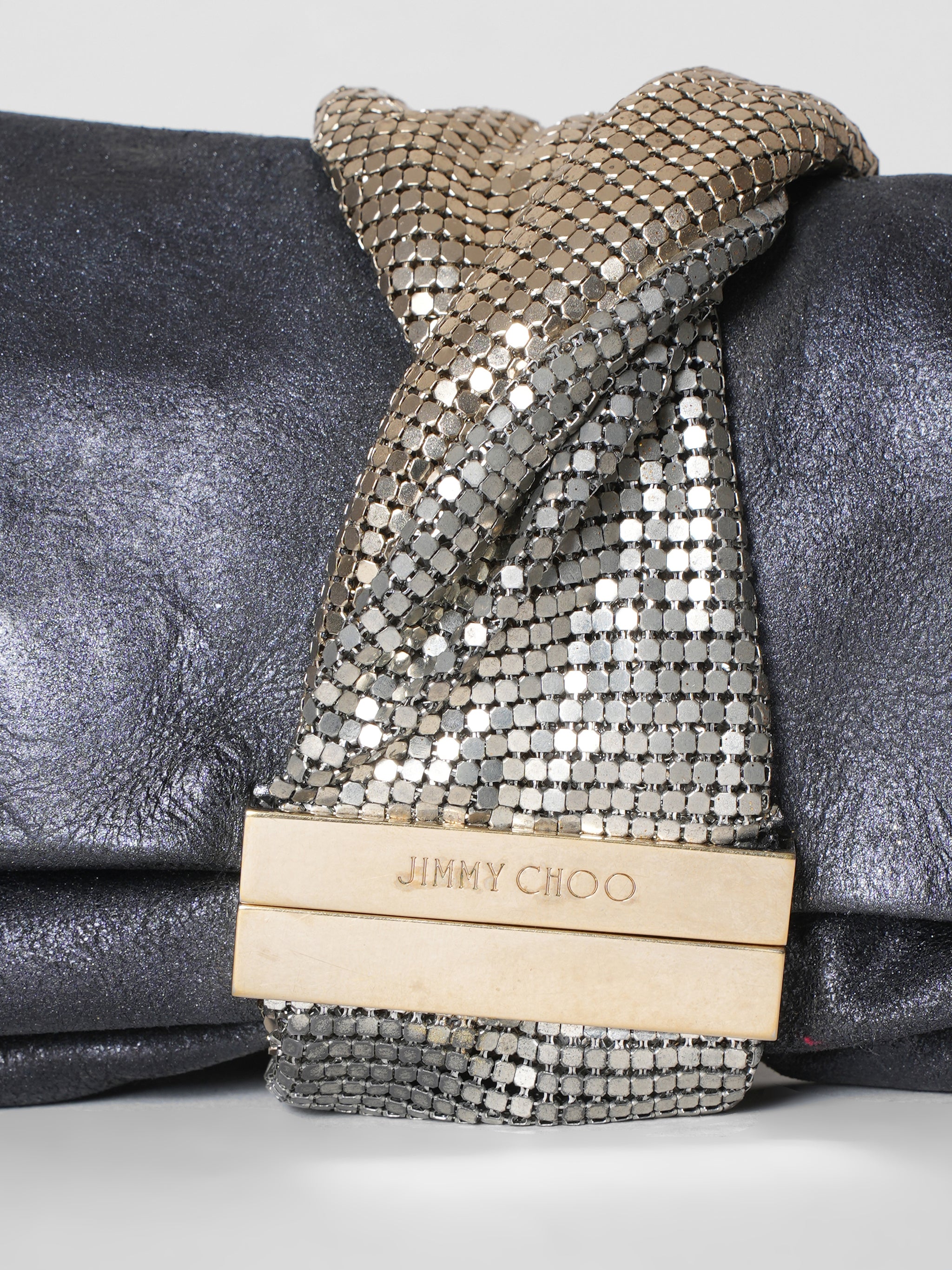 Jimmy Choo Chandra Crystal Embellished Bracelet Suede Clutch