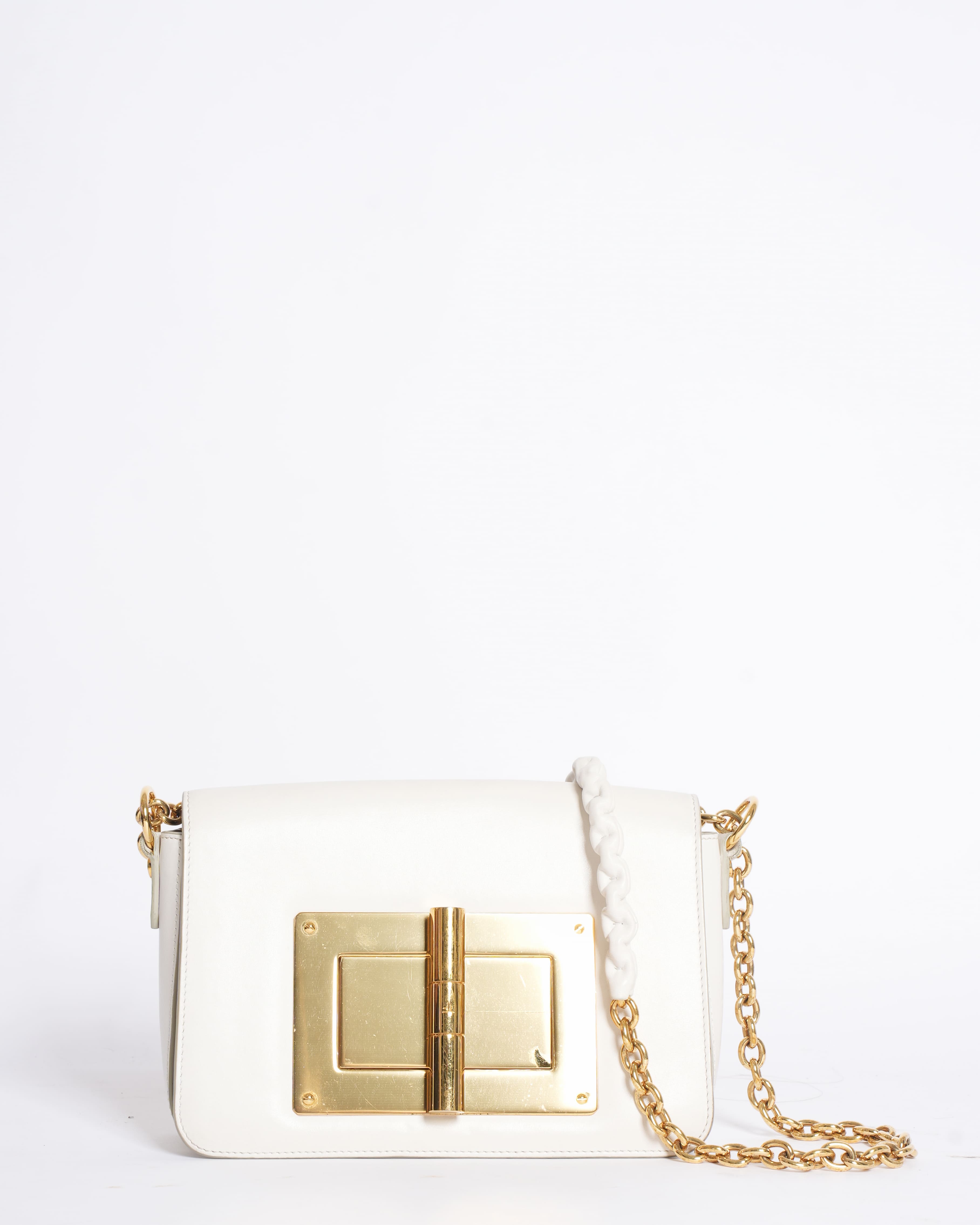 Tom Ford Natalia Medium Shoulder Bag in Off‑White