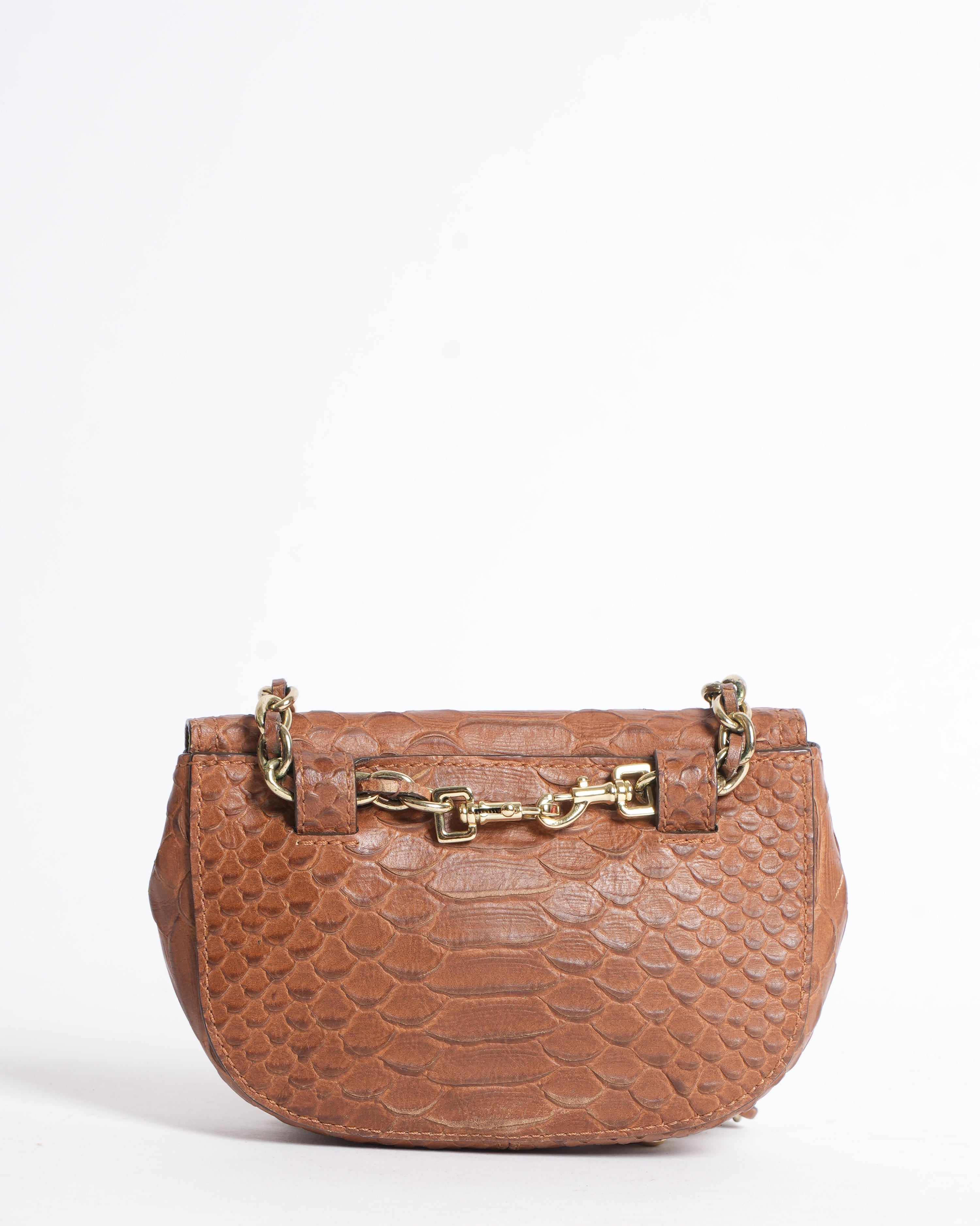 Mulberry Brown Python Embossed Leather Mini Lily Crossbody Bag