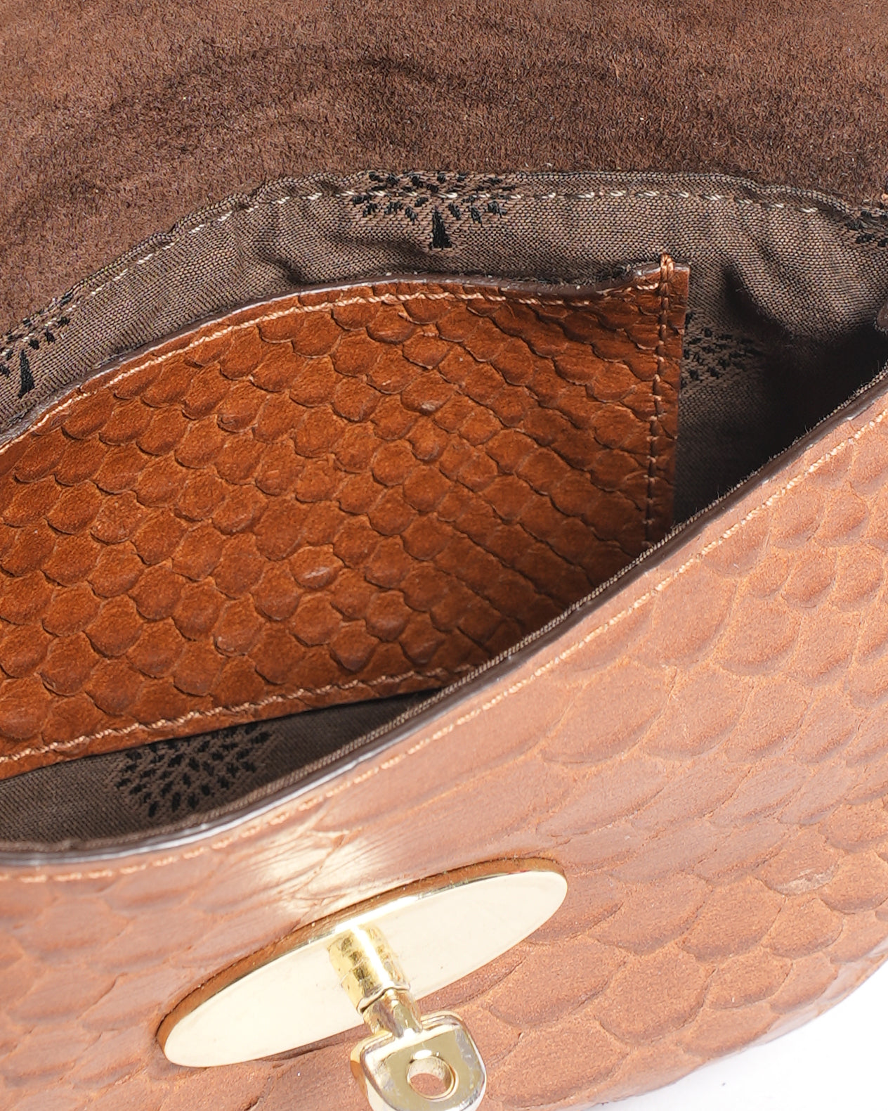 Mulberry Brown Python Embossed Leather Mini Lily Crossbody Bag