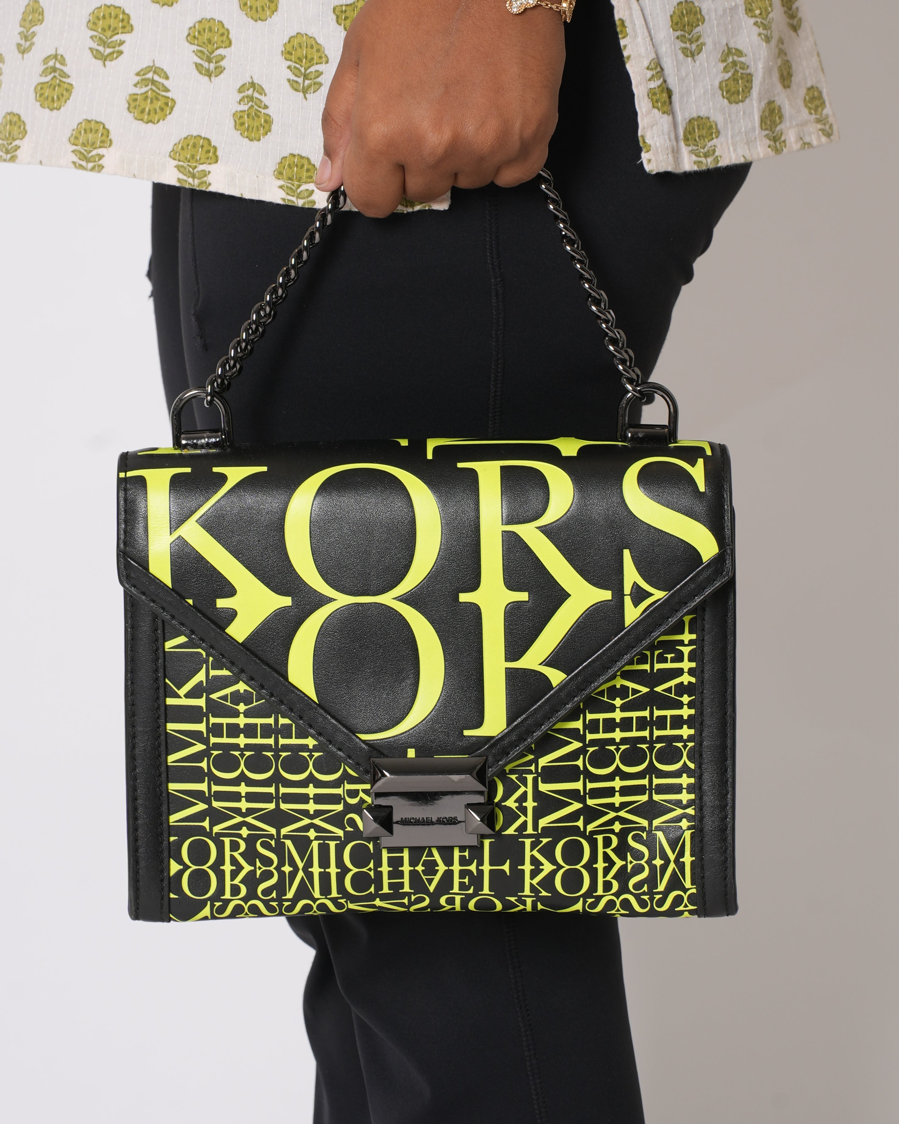 Michael Kors Whitney Large Newsprint Logo Convertible Shoulder Bag