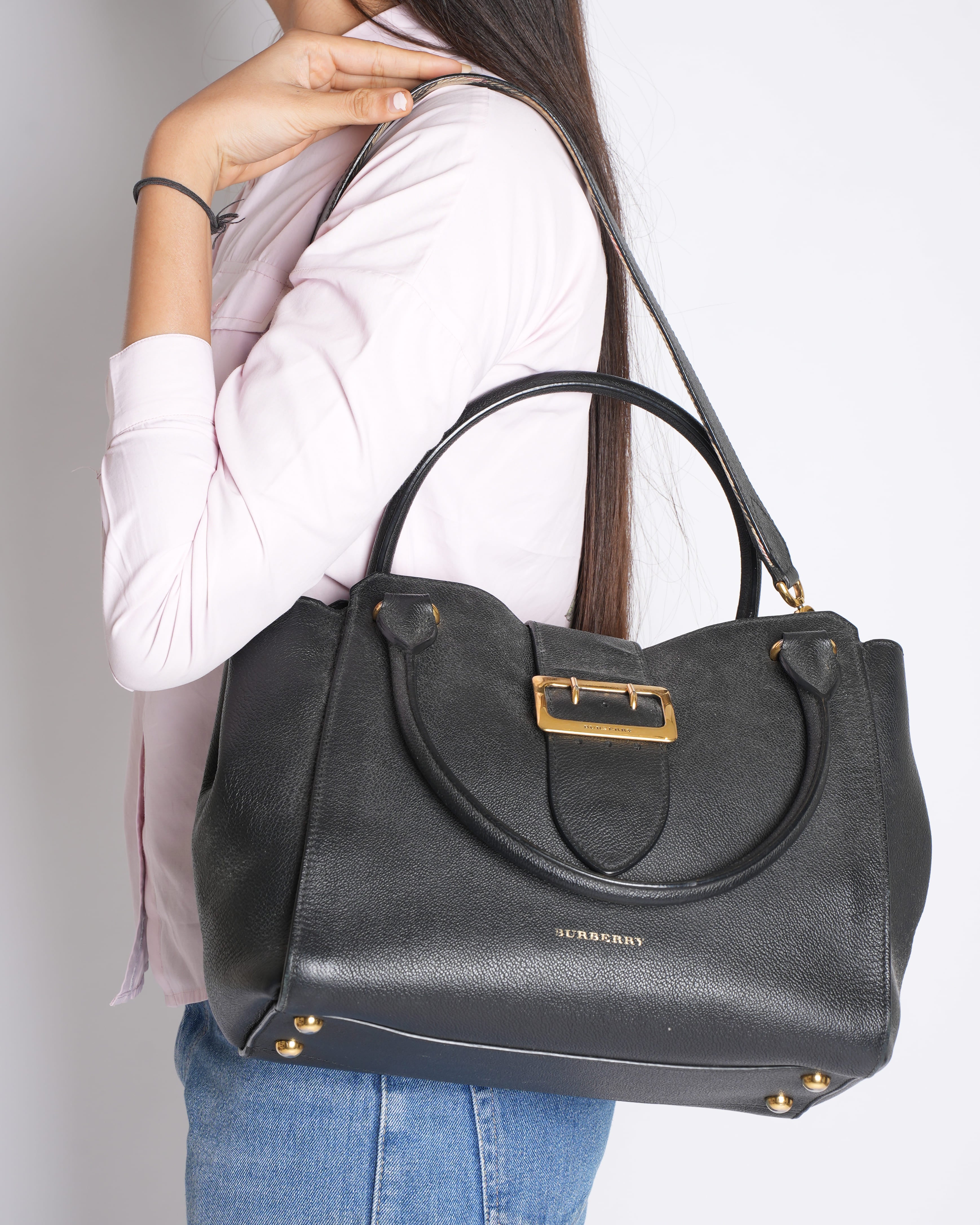 Burberry Grained Leather Shoulder Bag