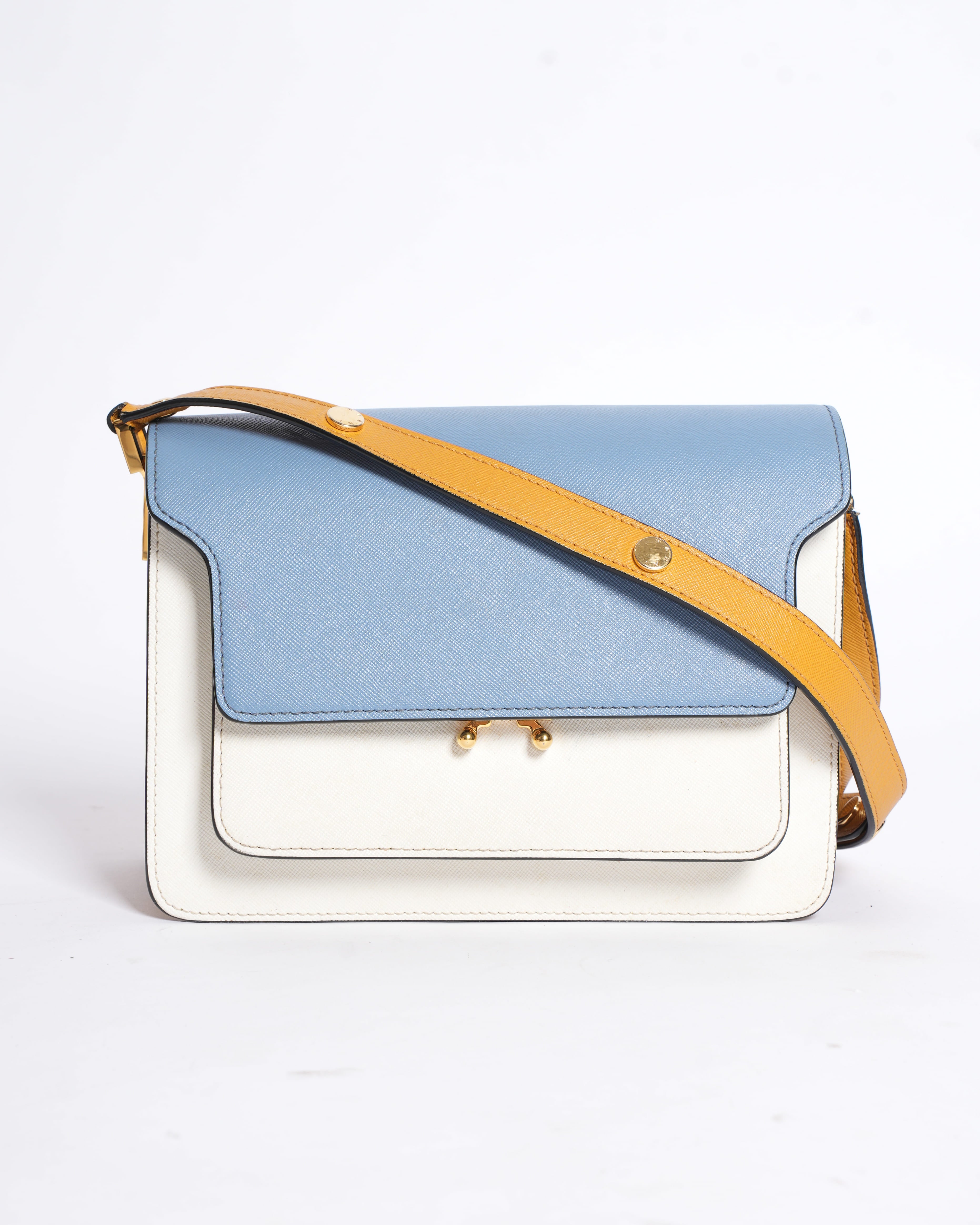 Marni blue & white flap trunk shoulder bag