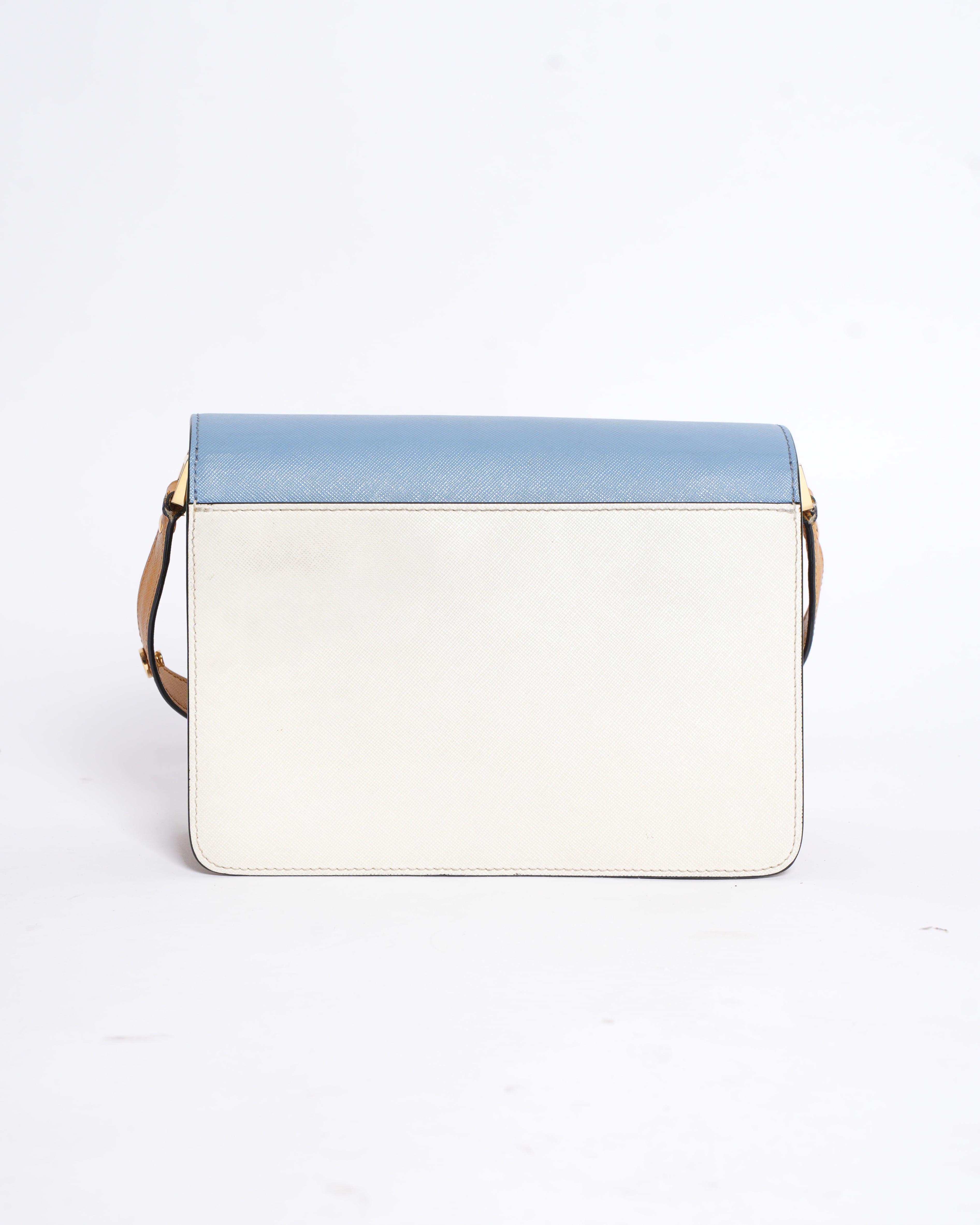Marni blue & white flap trunk shoulder bag