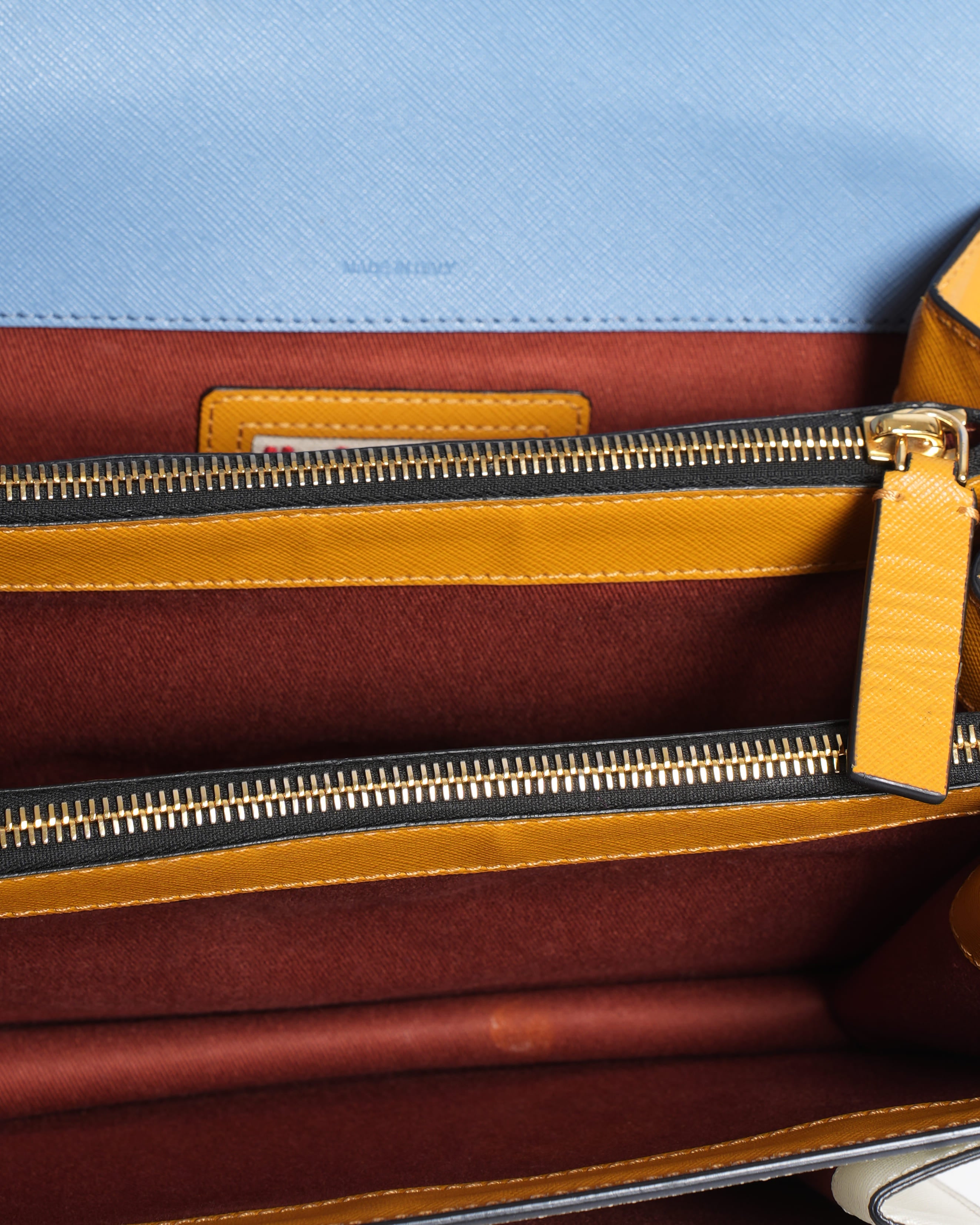 Marni blue & white flap trunk shoulder bag