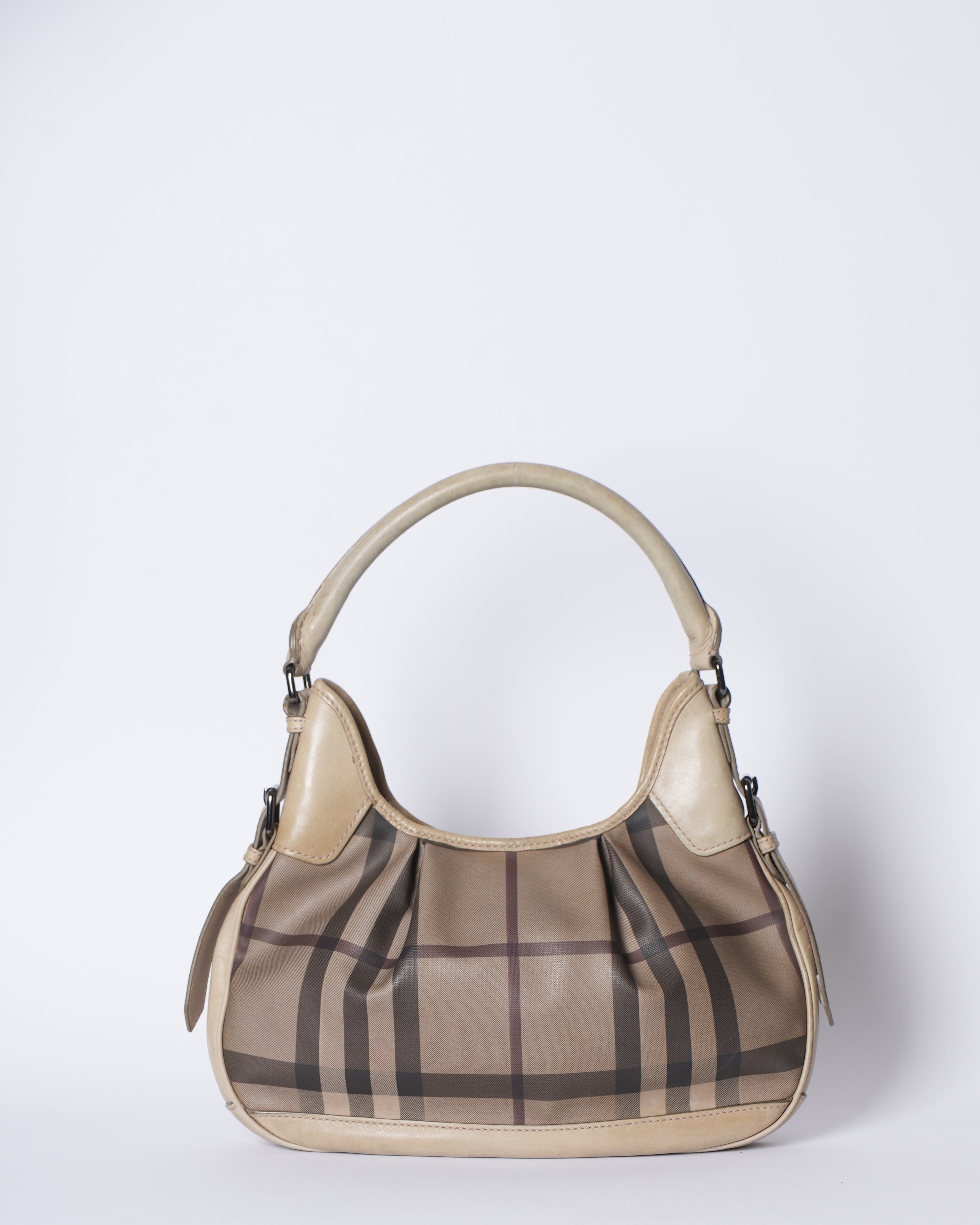Burberry Nova Check Coated Canvas Small Brookly Hobo