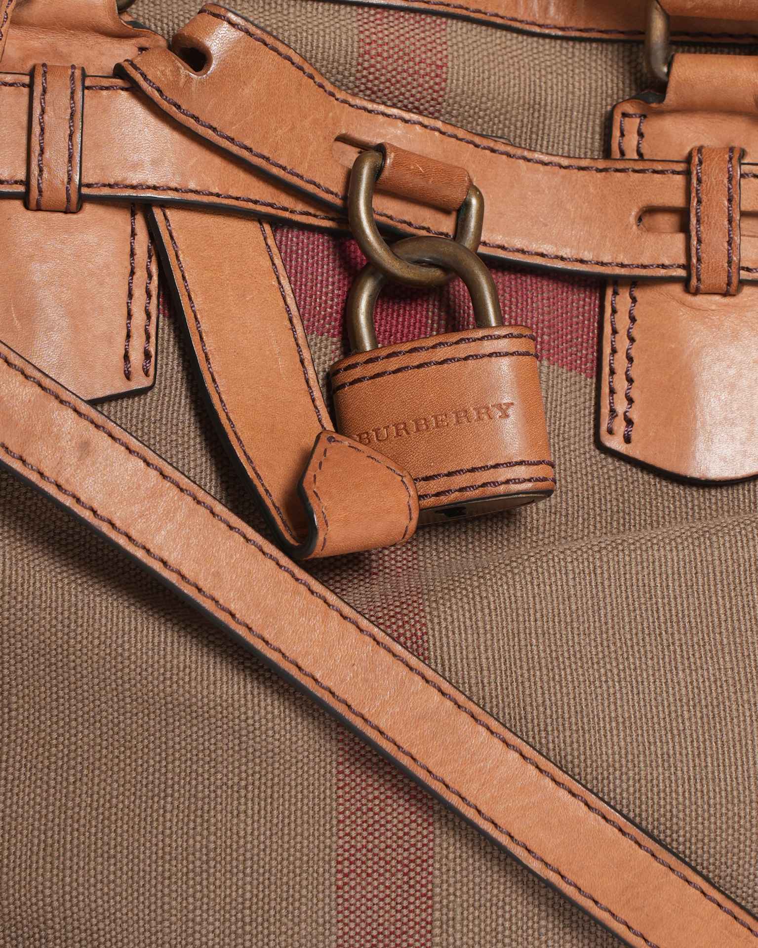 Burberry Tan Canvas & Leather Meha Check Maidstone Tote