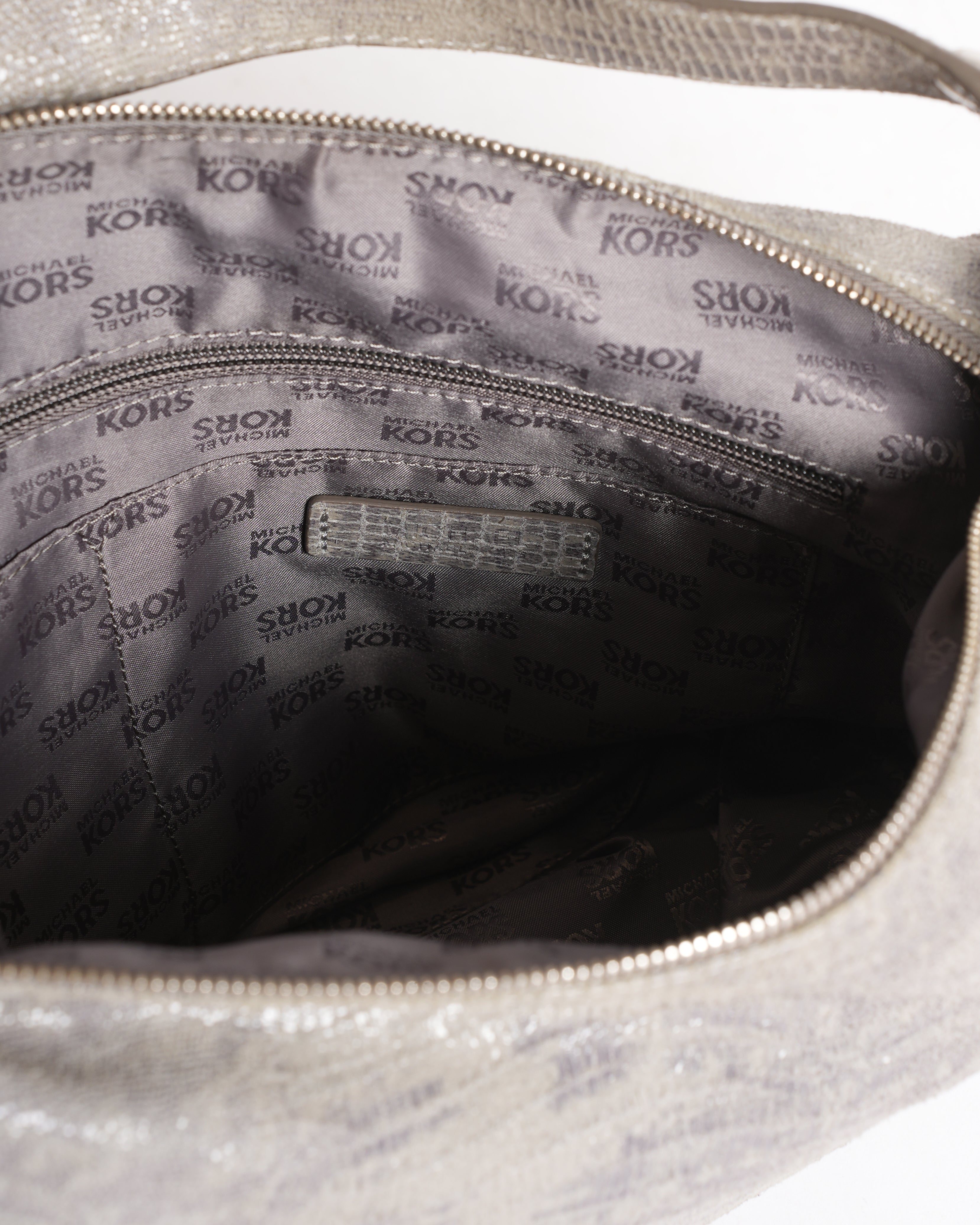 Michael Kors Grey Metallic Hobo Slouch Bag