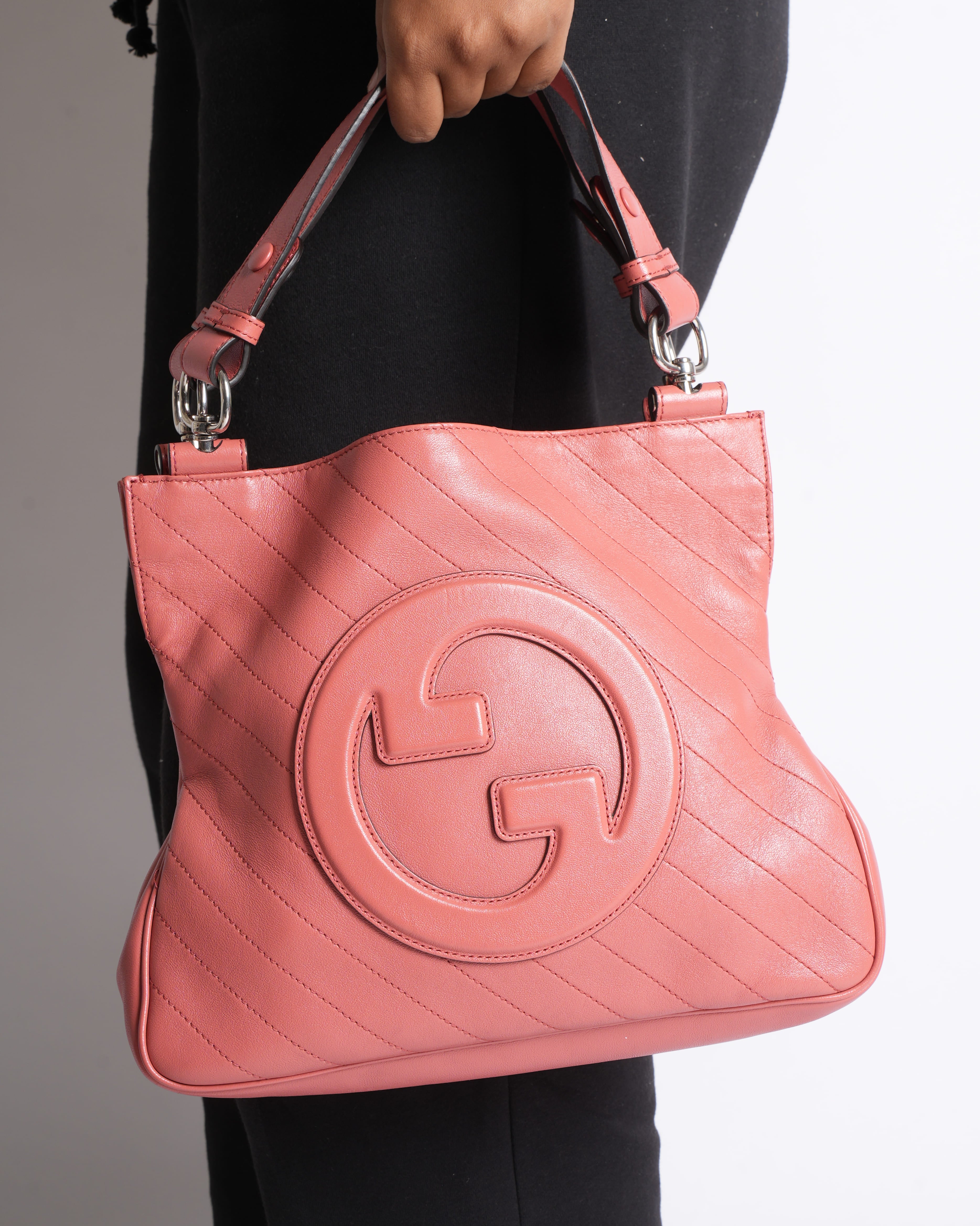 Gucci Pink Quilted Leather Blondie Shoulder Bag in Pink