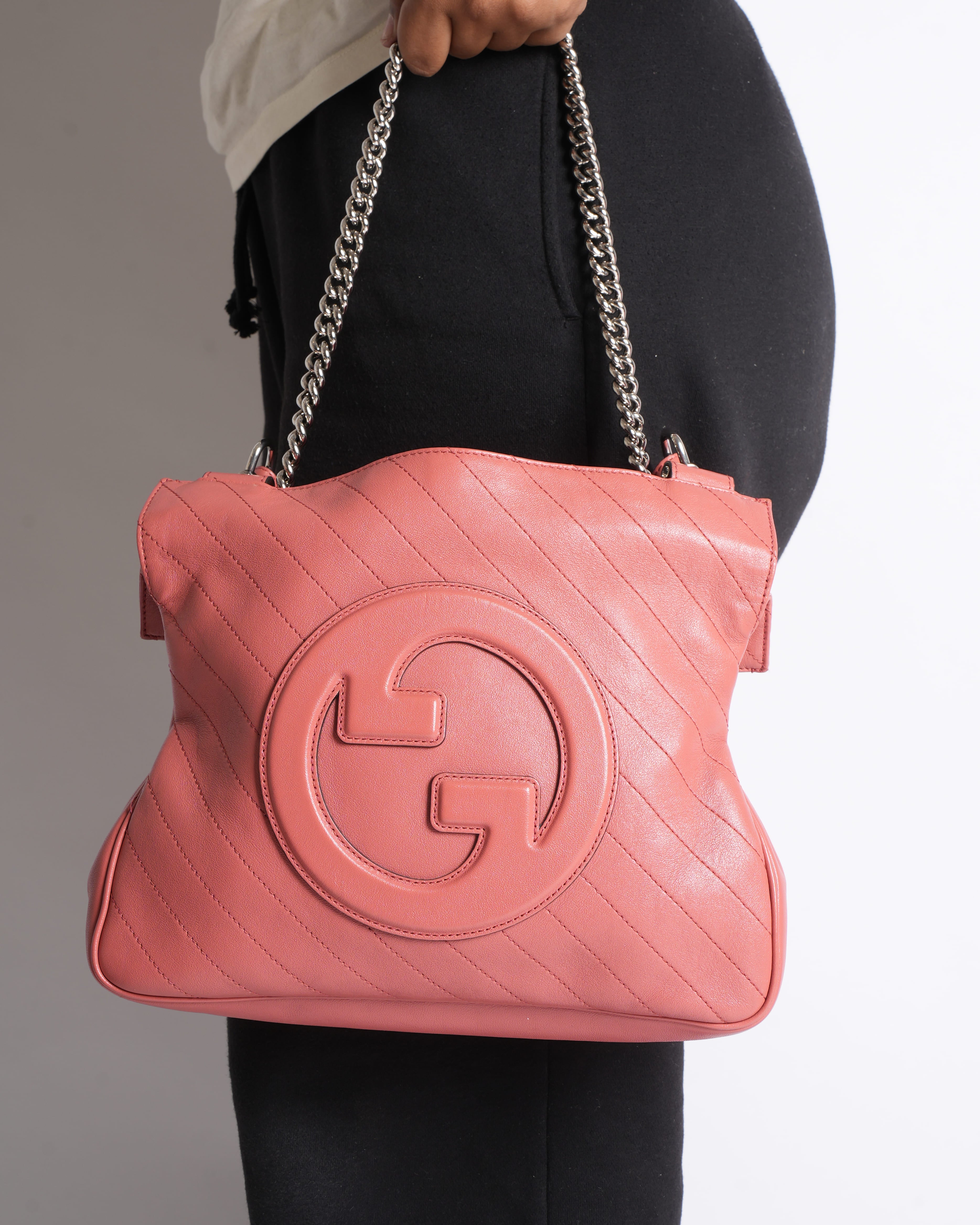Gucci Pink Quilted Leather Blondie Shoulder Bag in Pink
