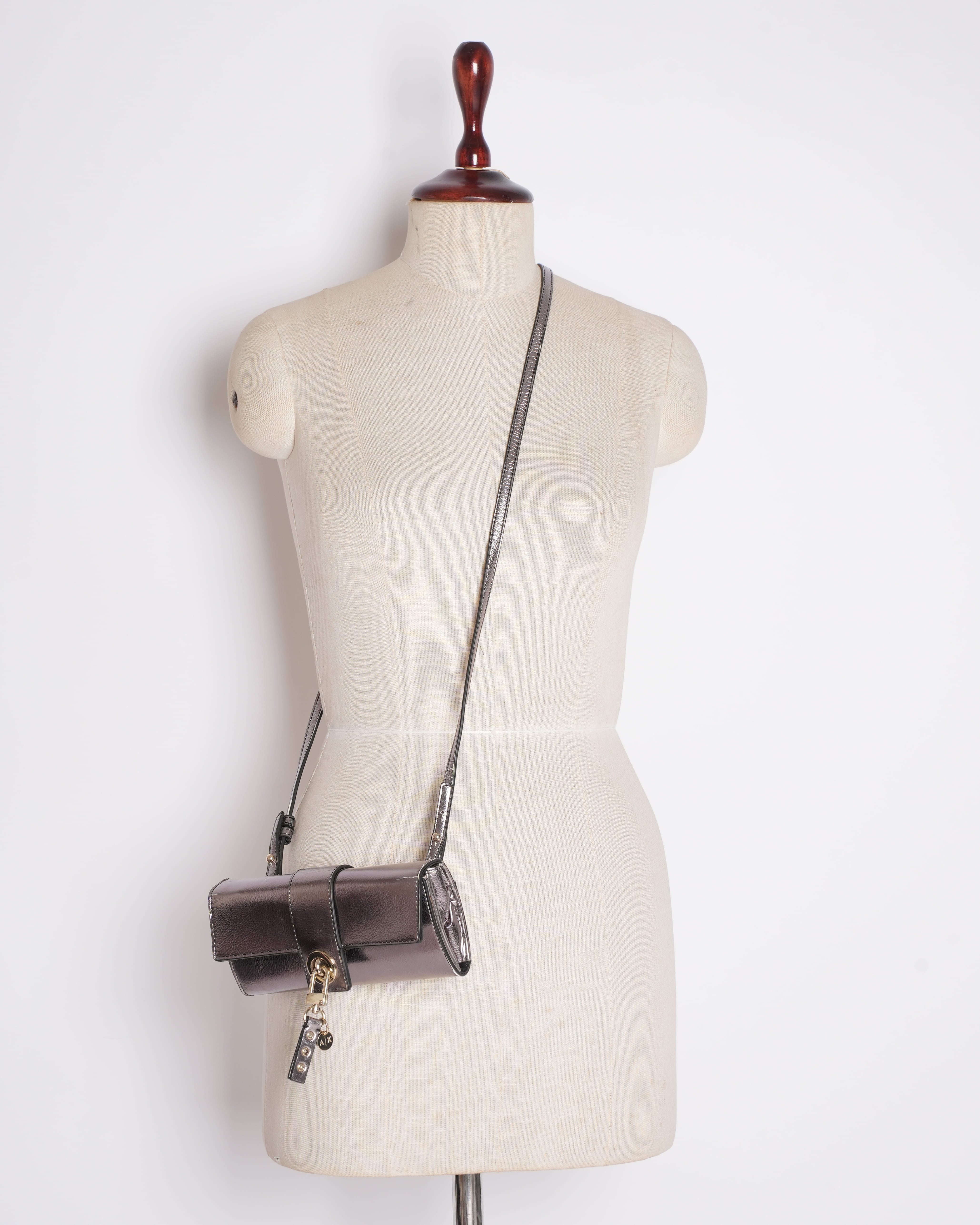 Armani Exchange Silver Metallic Crossbody Bag