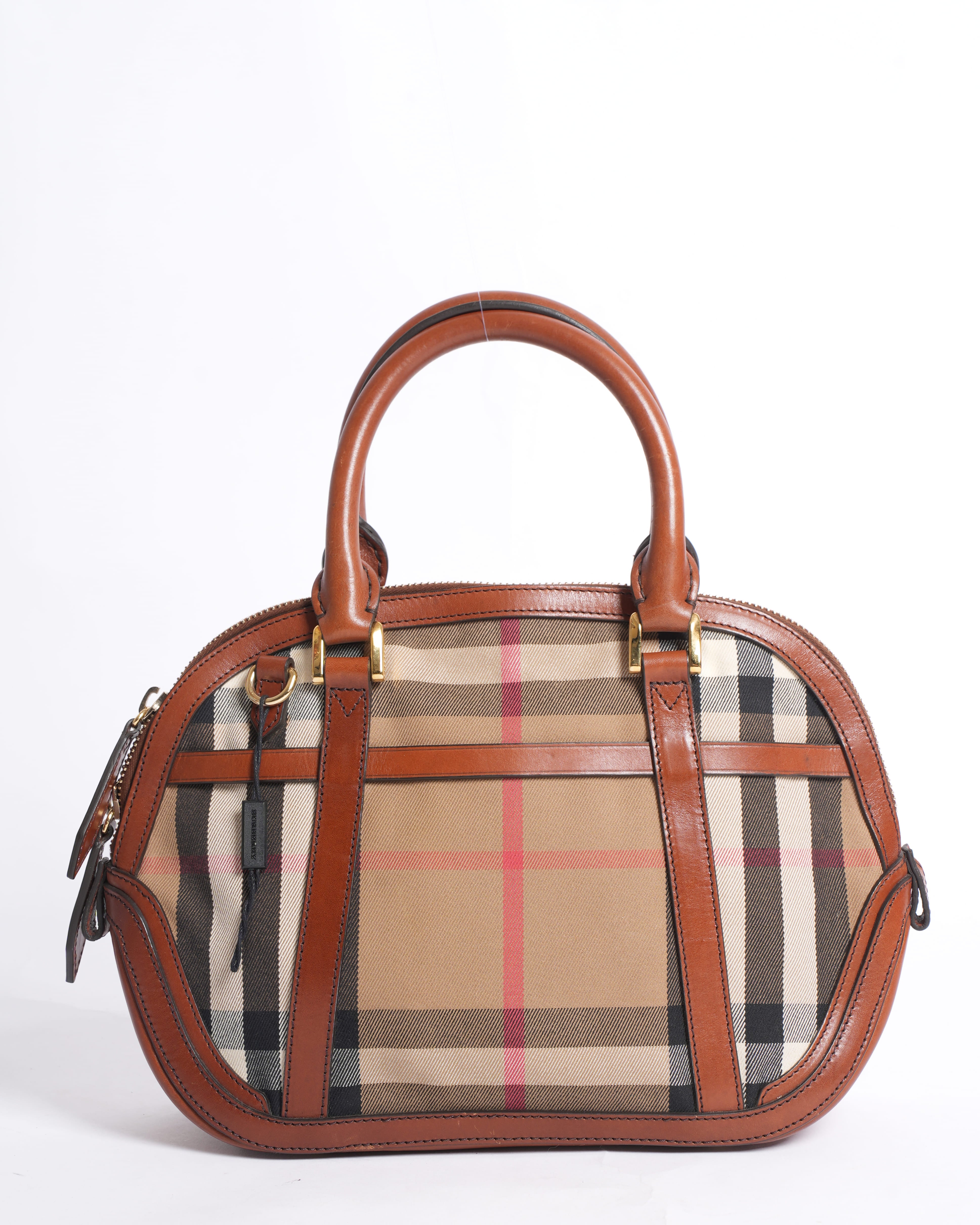 Burberry House Check Bridle Orchard Top Handle Bag