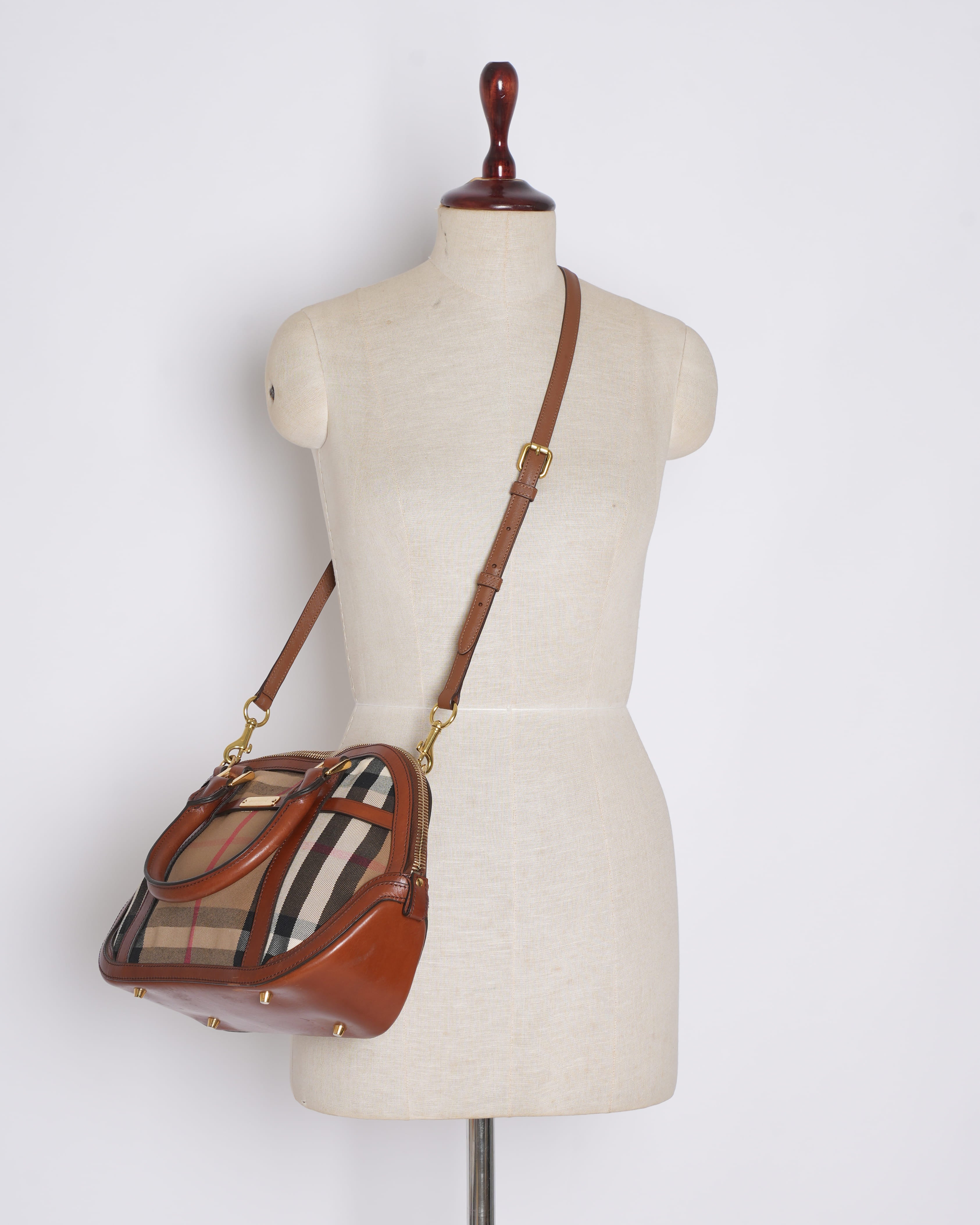 Burberry House Check Bridle Orchard Top Handle Bag