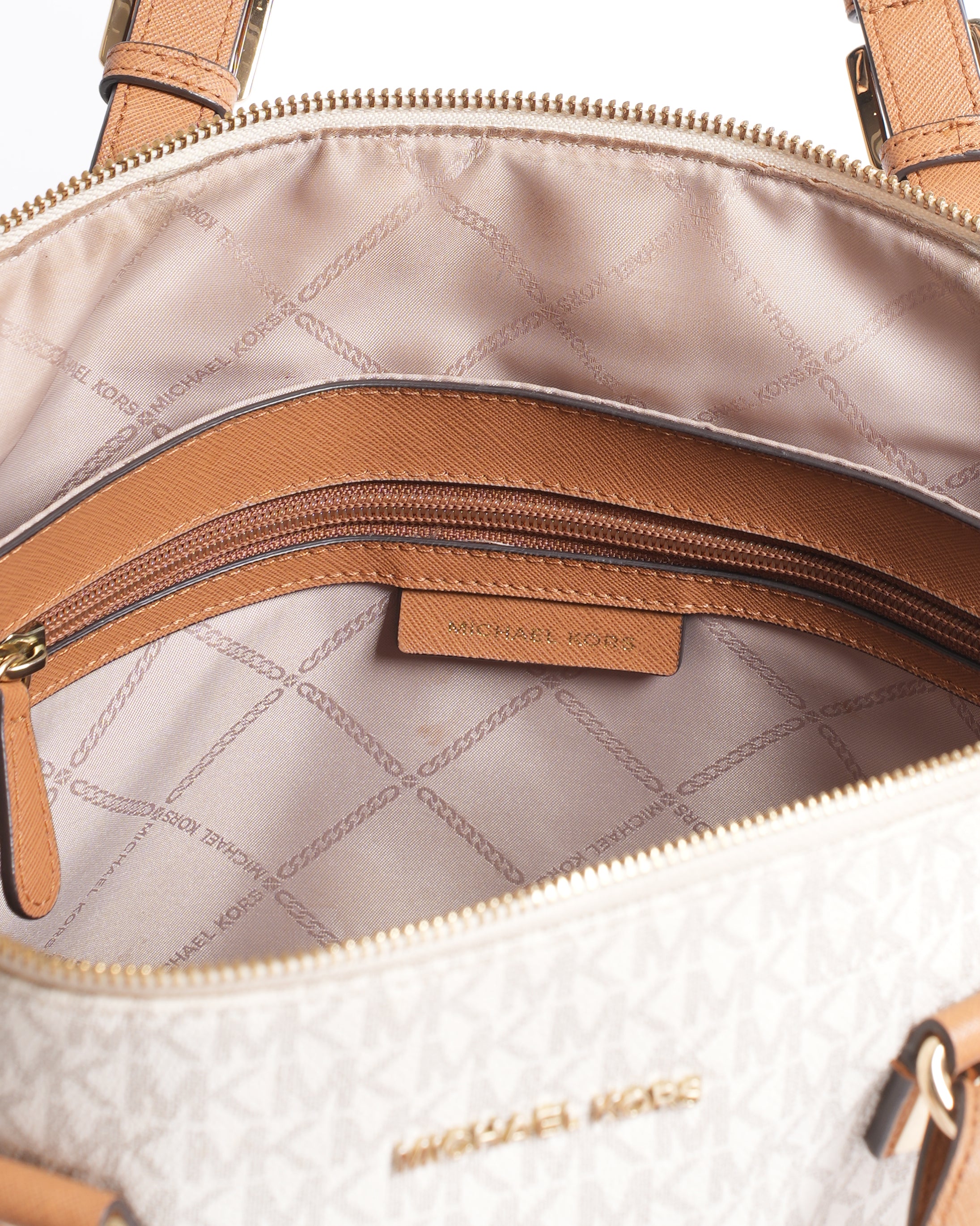 Michael Kors White Monogram Canvas Tote Bag